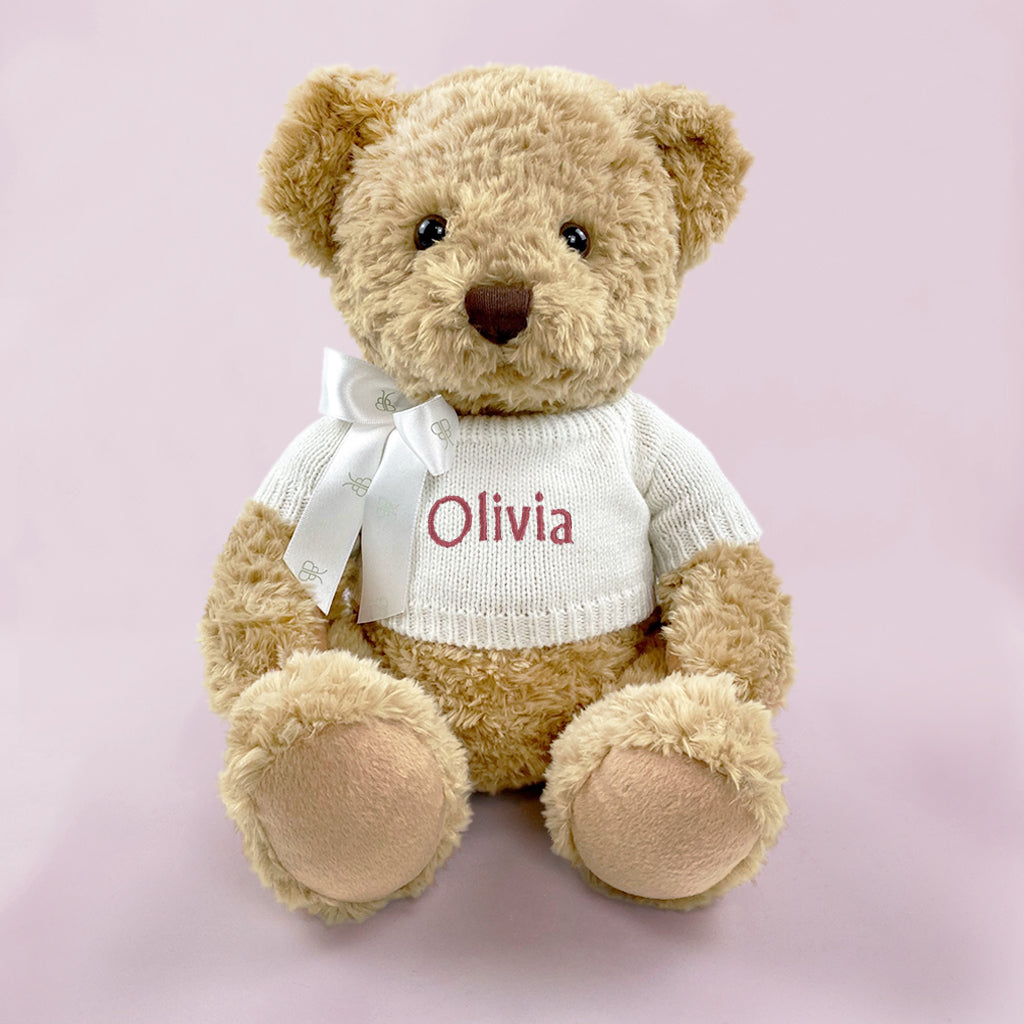 Personalized Bernard Bear Plush Toy - Pink Stuffed Animal for Kids, Gifts & Nursery Decor | Perfect for Birthdays, Valentine's Day & Baby Showers