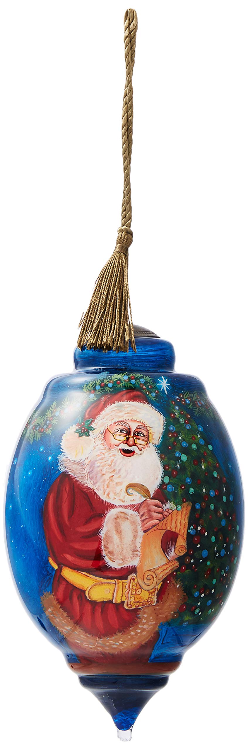 Hand-Painted Santa Claus Blown Glass Christmas Ornament - Ne'Qwa Art 2018 Collectible Holiday Decoration for Tree, Gift & Festive Home Decor