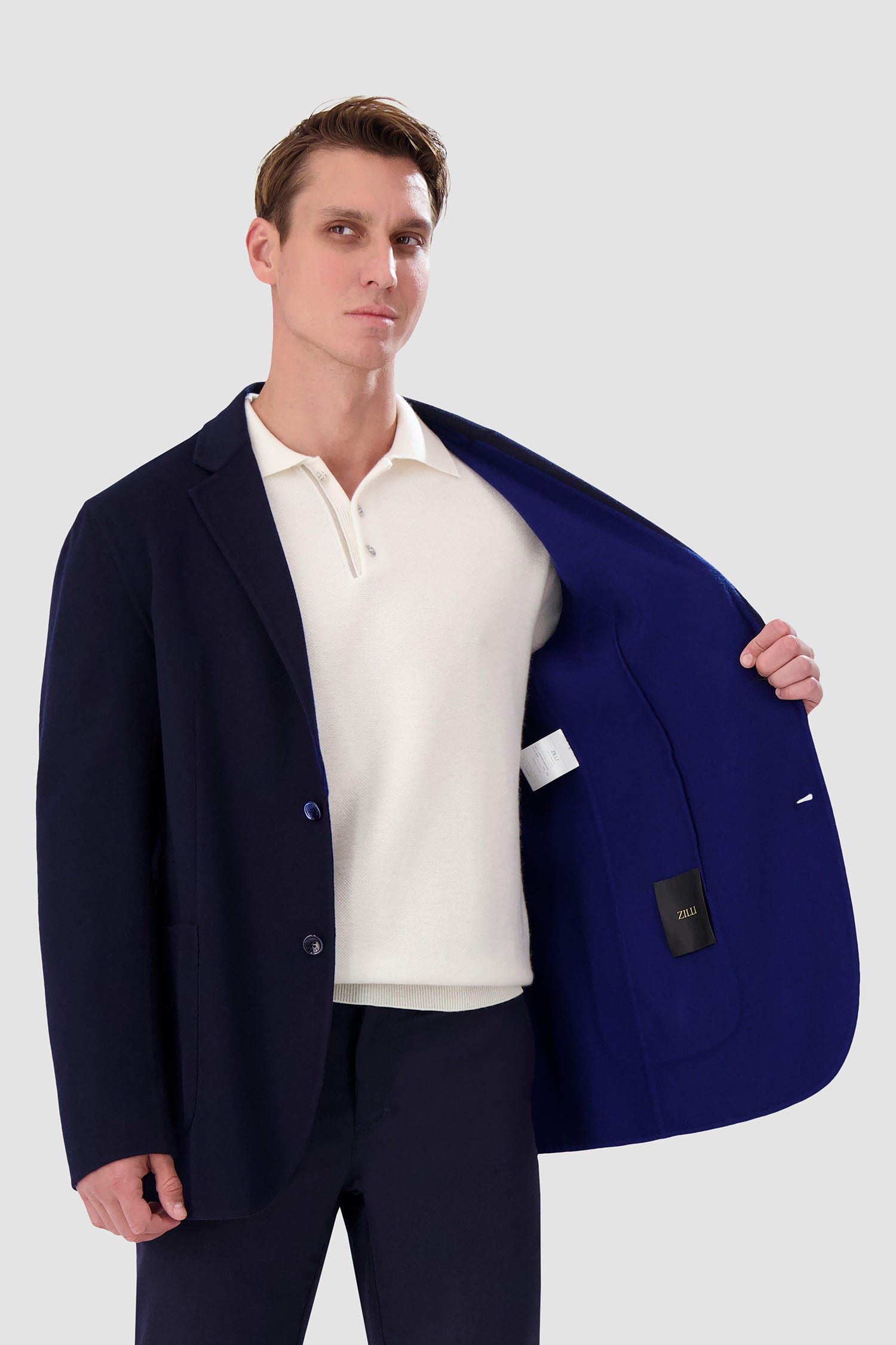 Zilli Navy Blue Unlined Blazer for Men - Slim Fit Lightweight Business Jacket - Perfect for Office Wear, Business Meetings & Formal Events