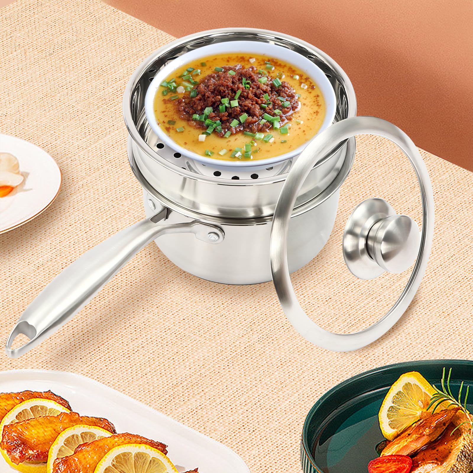 Premium 304 Stainless Steel Steamer Pot - 2 Tier Stackable Steaming Cookware with Heat-Resistant Handles for Dumplings, Vegetables & Seafood | Perfect for Asian Cooking, Meal Prep & Healthy Eating