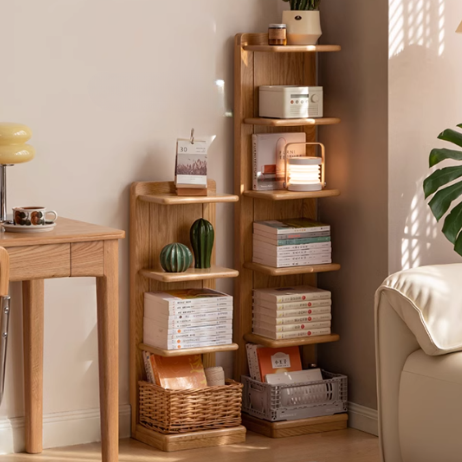 Premium Oak Solid Wood Multi-Layer Storage Shelf - Organize Books, Toys, and Home Decor - Perfect for Living Room, Bedroom, and Office Organization