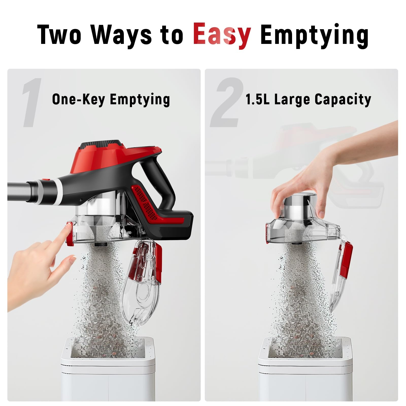 Curvymoon 30Kpa Cordless Stick Vacuum Cleaner for Home - Lightweight Handheld Vacuum with Smart Display, 55min Runtime, Free-Standing Design - Perfect for Pet Hair, Carpets & Hardwood Floors (Red) | Ideal for Quick Cleanups & Daily Home Maintenance