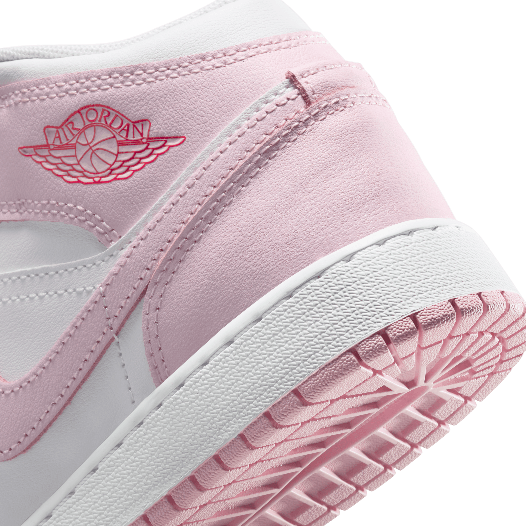 AIR JORDAN 1 MID (GS) Pink Foam/Fire Red - Women's Basketball Shoes for Running, Gym & Streetwear Fashion