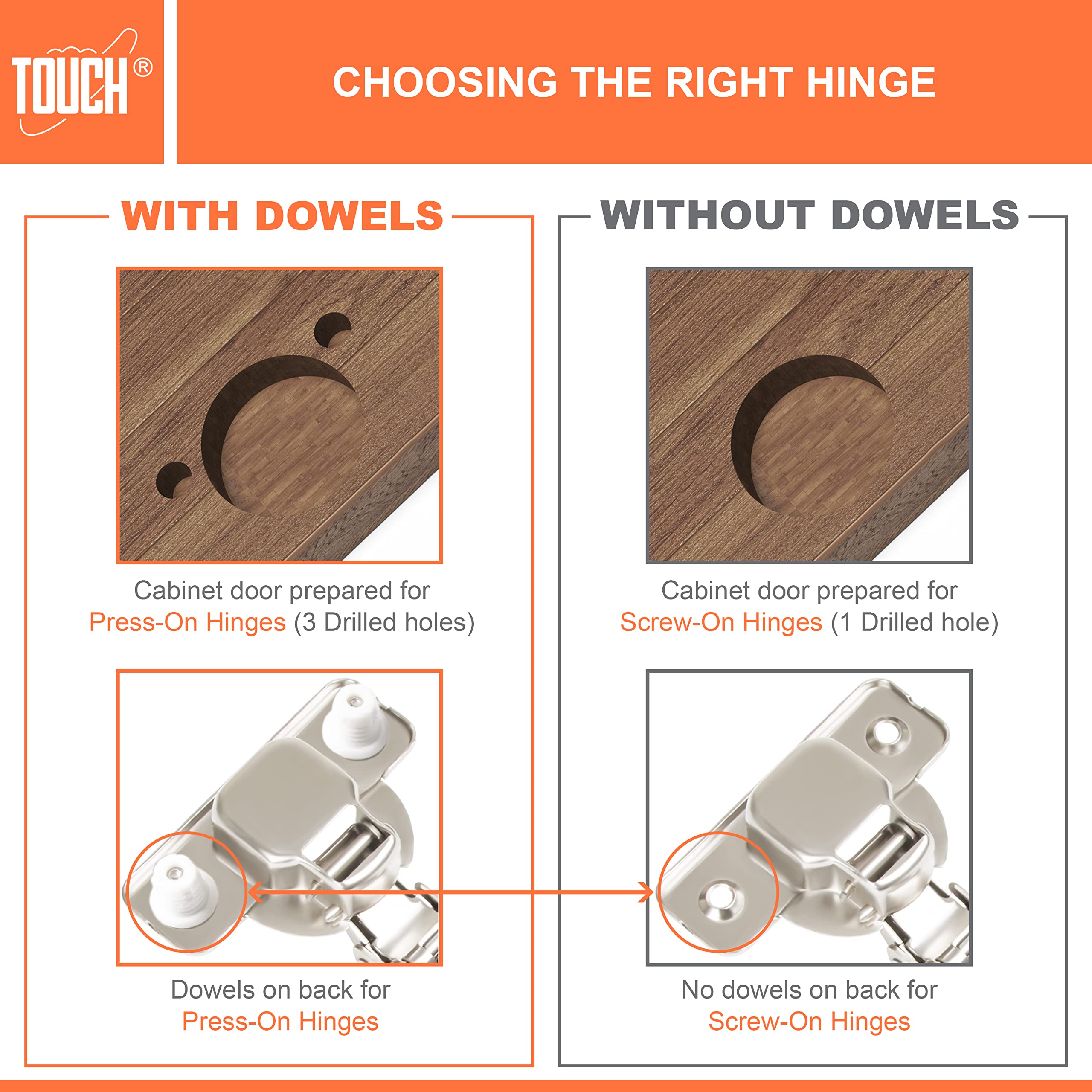 Soft Push to Open Cabinet Hinges (1 Pair) - 3D Adjustable Full Overlay Chrome Hinges with Magnetic Latch for Kitchen Cabinets, Wardrobes & Closets | Easy Installation with Dowels | Perfect for Modern Home Organization & Space-Saving Storage Solutions