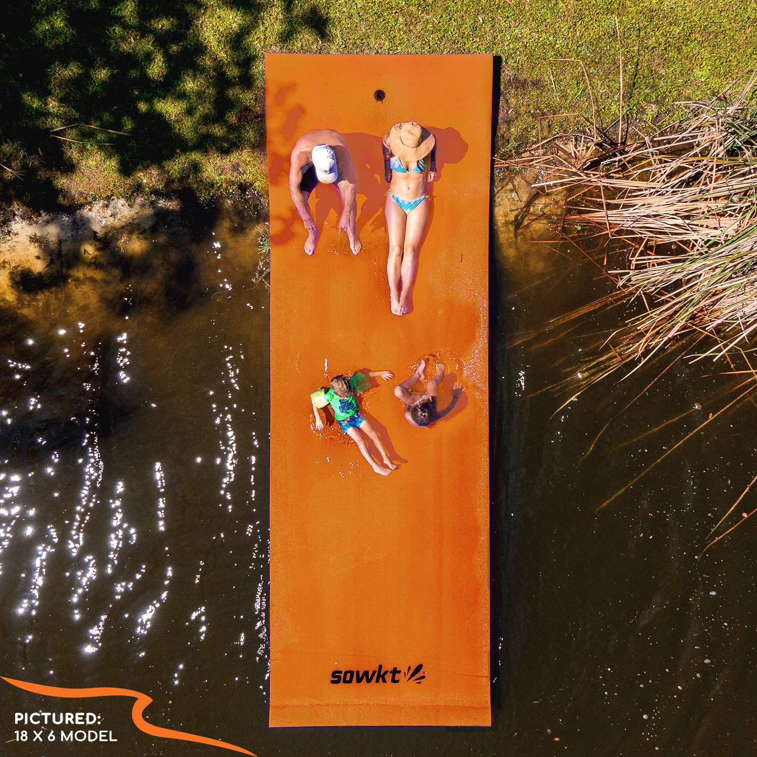 Premium Extra Large Floating Mat for Lakes & Pools (18x6 ft) - Durable Water Mat Floating Dock for Adults & Kids - Perfect for Swimming, Relaxing & Summer Fun at Beach, Lake or Backyard Pool