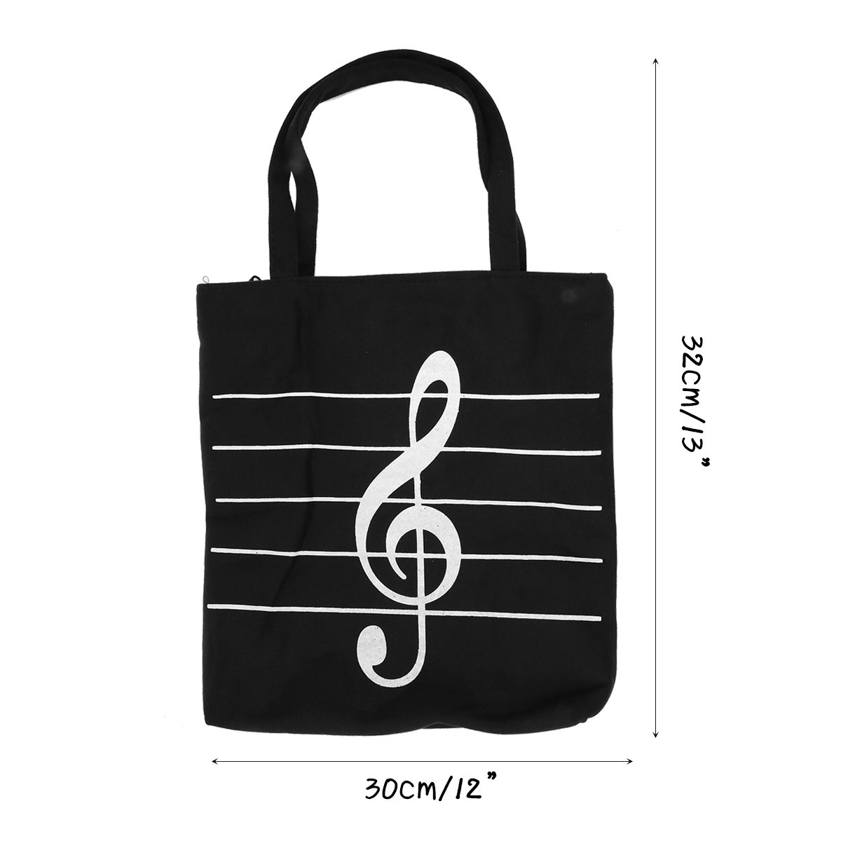 Stylish Music Notes Printed Canvas Tote Bag - Reusable Eco-Friendly Grocery & Shopping Shoulder Bag for Women & Girls (Black) - Perfect Gift for Musicians, Students & Fashion Lovers