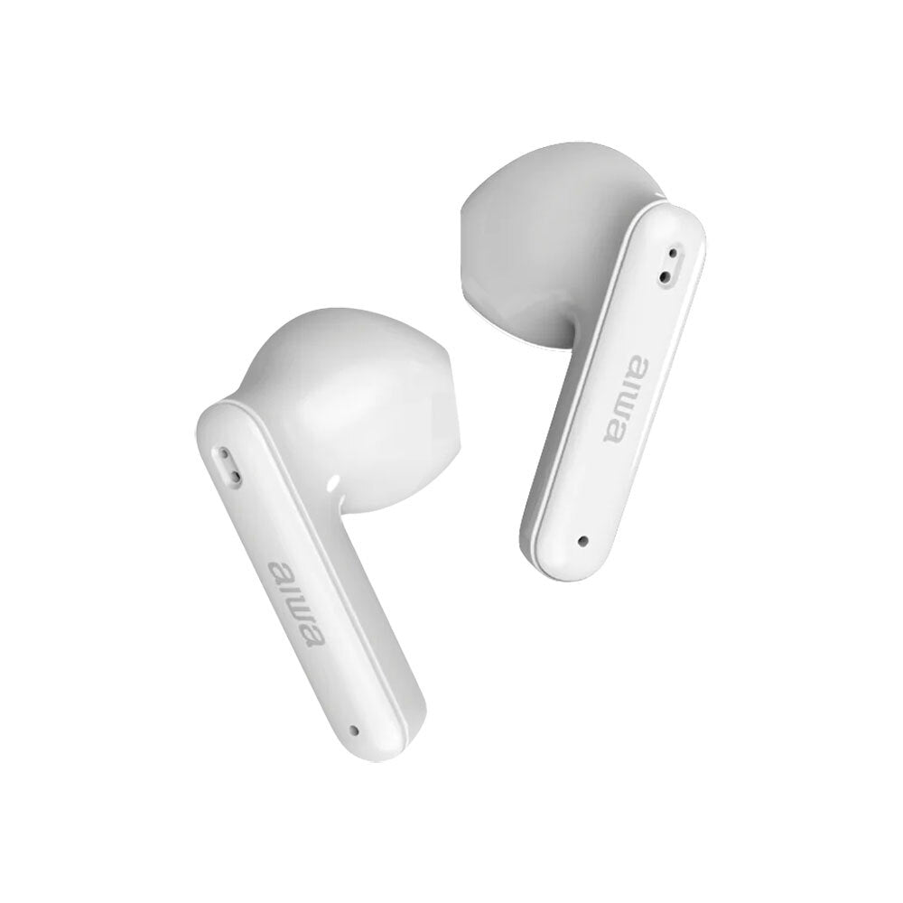 AIWA Wireless Bluetooth Earbuds - In-Ear Noise Cancelling Headphones with Mic, White | Perfect for Gym, Running & Commuting