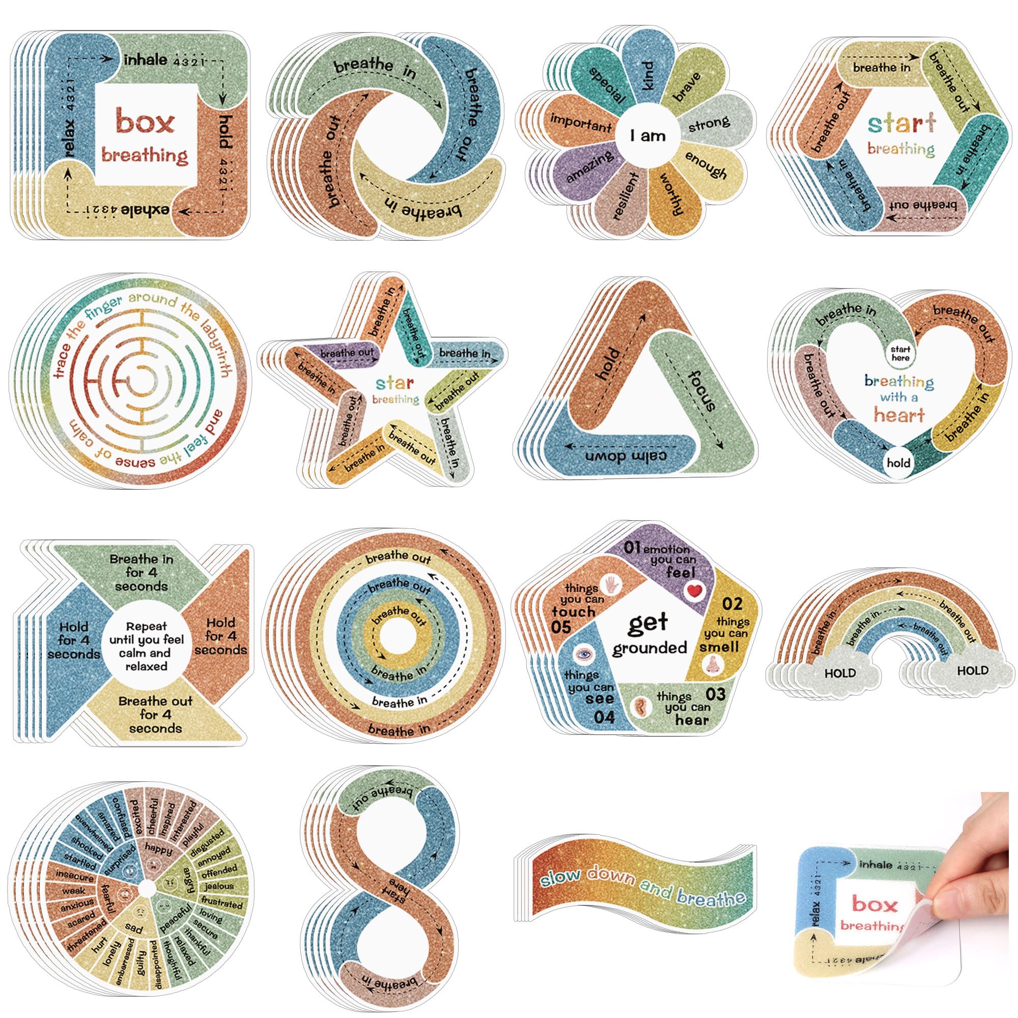 75Pcs Calm Strips for Anxiety Relief - Textured Sensory Stickers for Stress & Focus - Waterproof Fidget Stickers for Adults & Kids - Perfect for Classrooms, Therapy, and Home Use - Boho Design (75)
