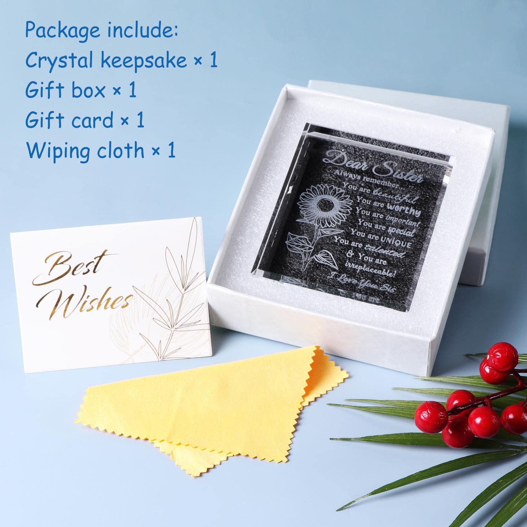 YWHL Sister Birthday Gifts - Thoughtful Crystal Keepsake for Women | Christmas Present for Sister | Perfect for Birthdays, Anniversaries & Special Occasions