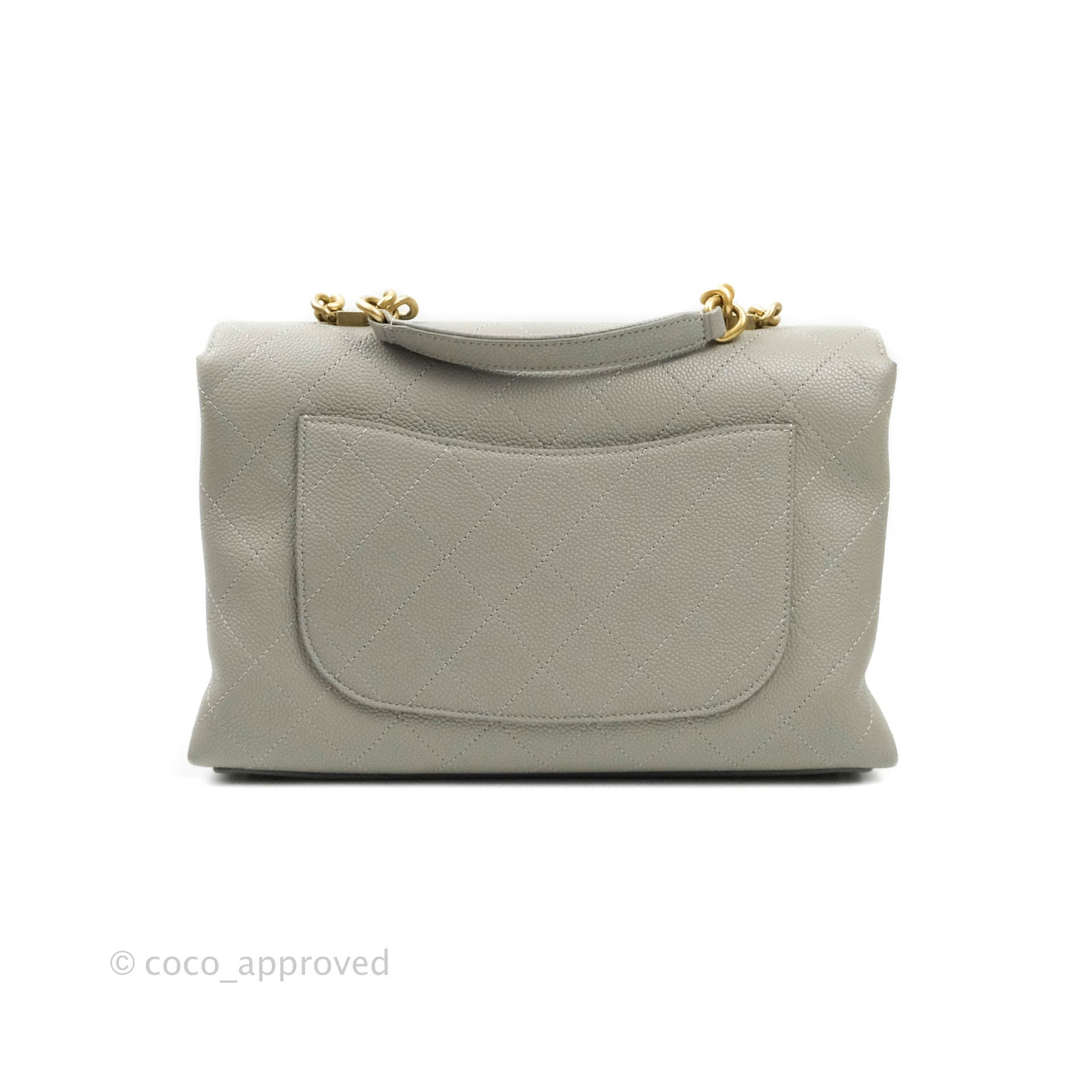 Chanel Chic Affinity Medium Grained Calfskin Grey Handbag with Aged Gold Hardware - Perfect for Work, Travel & Luxury Fashion Accessories