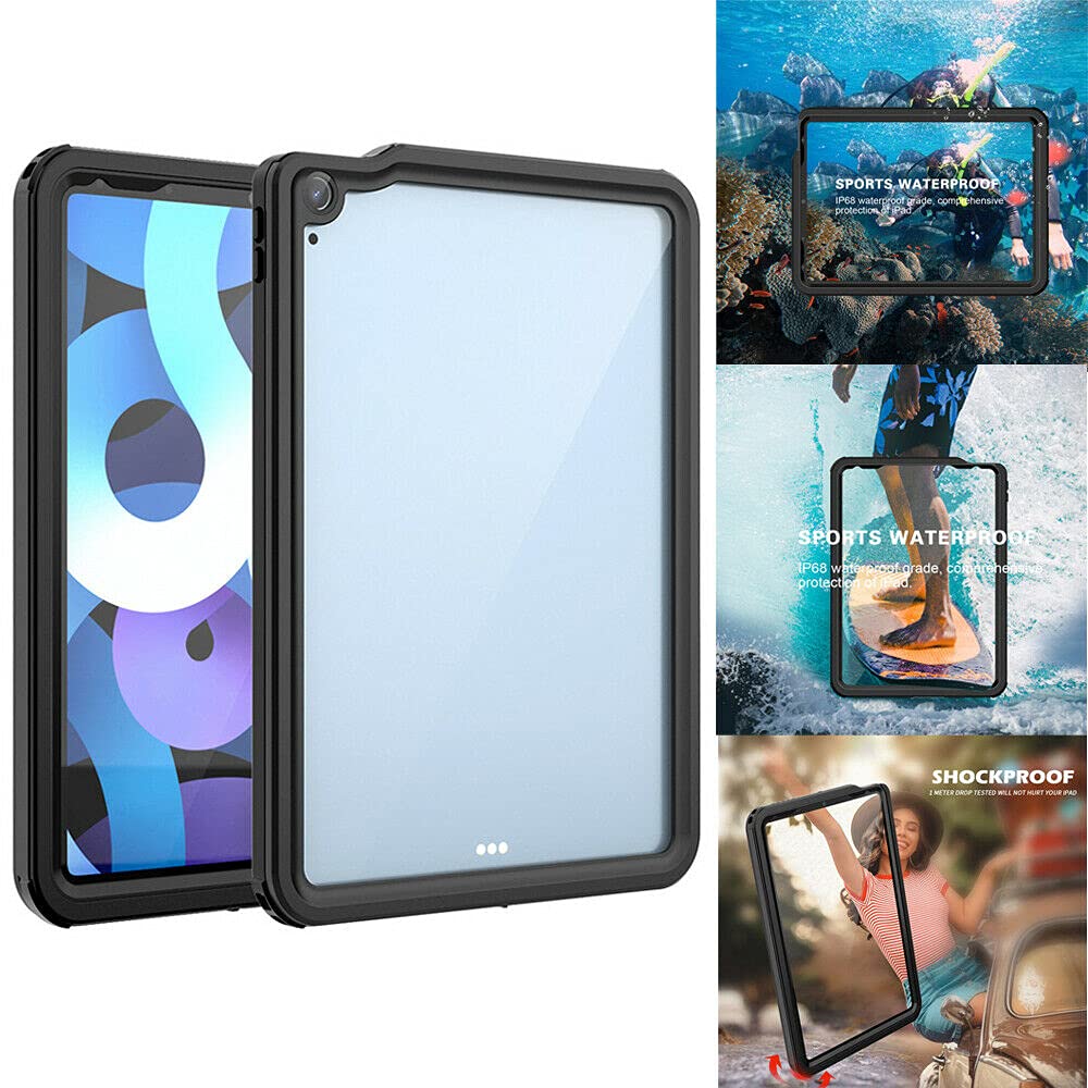 Waterproof Case for iPad Air 4th Generation (2020) 10.9 Inch - IP68 Underwater Protection, Shockproof & Dustproof Cover with 360° Full-Body Defense - Includes Lanyard & Kickstand - Perfect for Swimming, Beach, Outdoor Adventures & Rough Environments