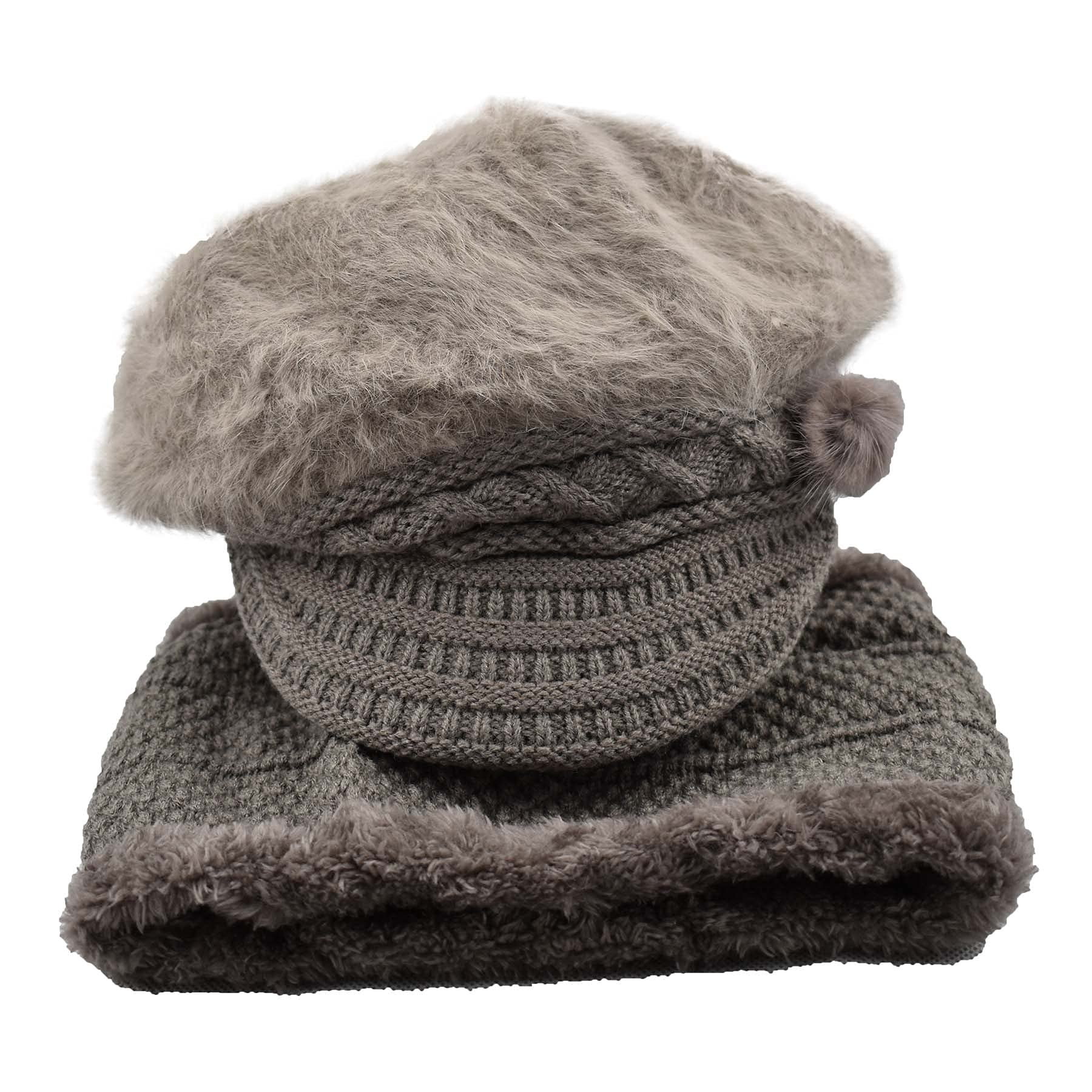 Sierra Socks Women's Fur Lined Winter Hat and Scarf Set - Soft Warm Fleece Lined Beanie & Neck Warmer for Cold Weather, Outdoor Activities, Skiing, Snowboarding