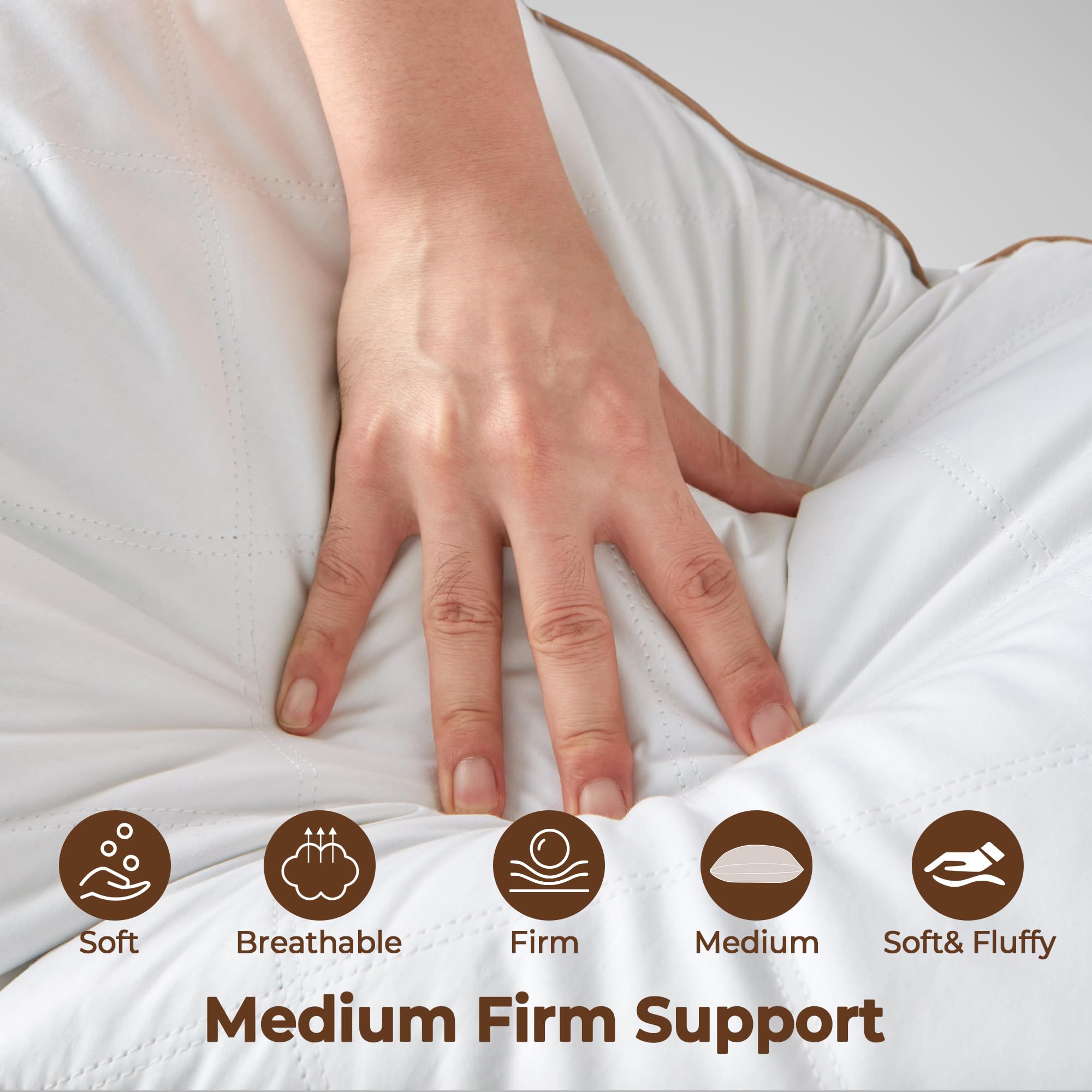 WOLKI 2-Pack Queen Size Feather Pillows - 100% Soft Cotton Cover, Hypoallergenic & Breathable - Perfect for Back, Stomach & Side Sleepers - Luxury Hotel Quality Bed Pillows for Ultimate Comfort