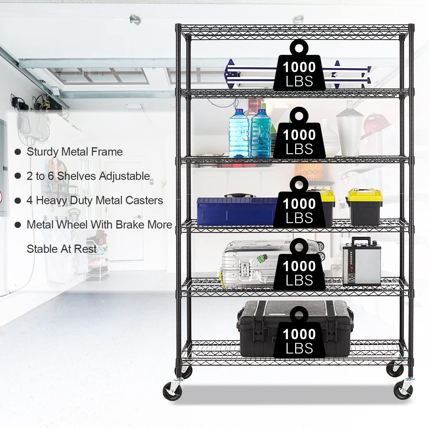6-Tier Heavy Duty Wire Shelving Unit - 18
