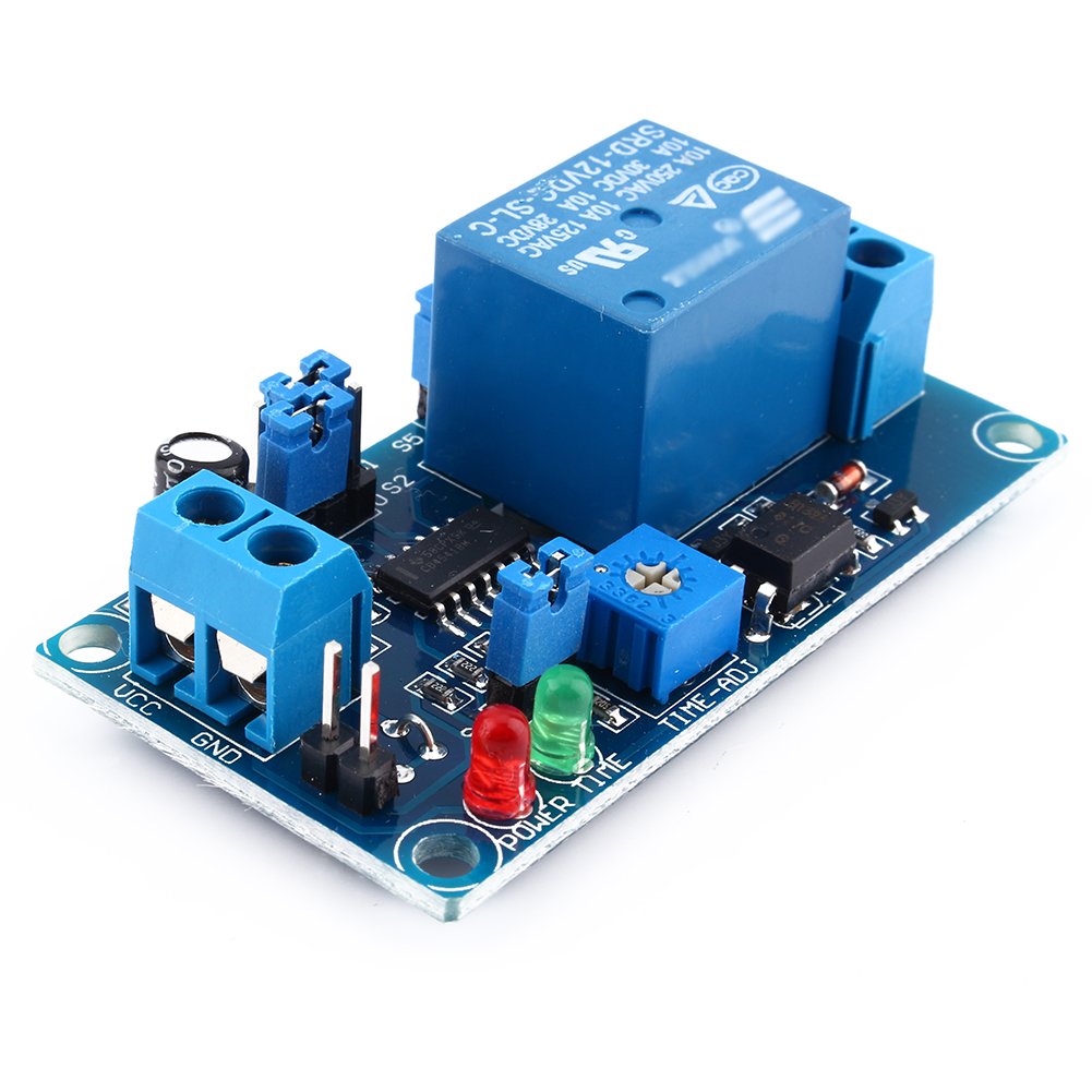 12V DC Delay Relay Timer Switch Module - Adjustable On/Off Delay Circuit with Anti-Power Reversal Diode (2.16x1.18 inch) for Automotive, Home Automation, and DIY Electronics Projects