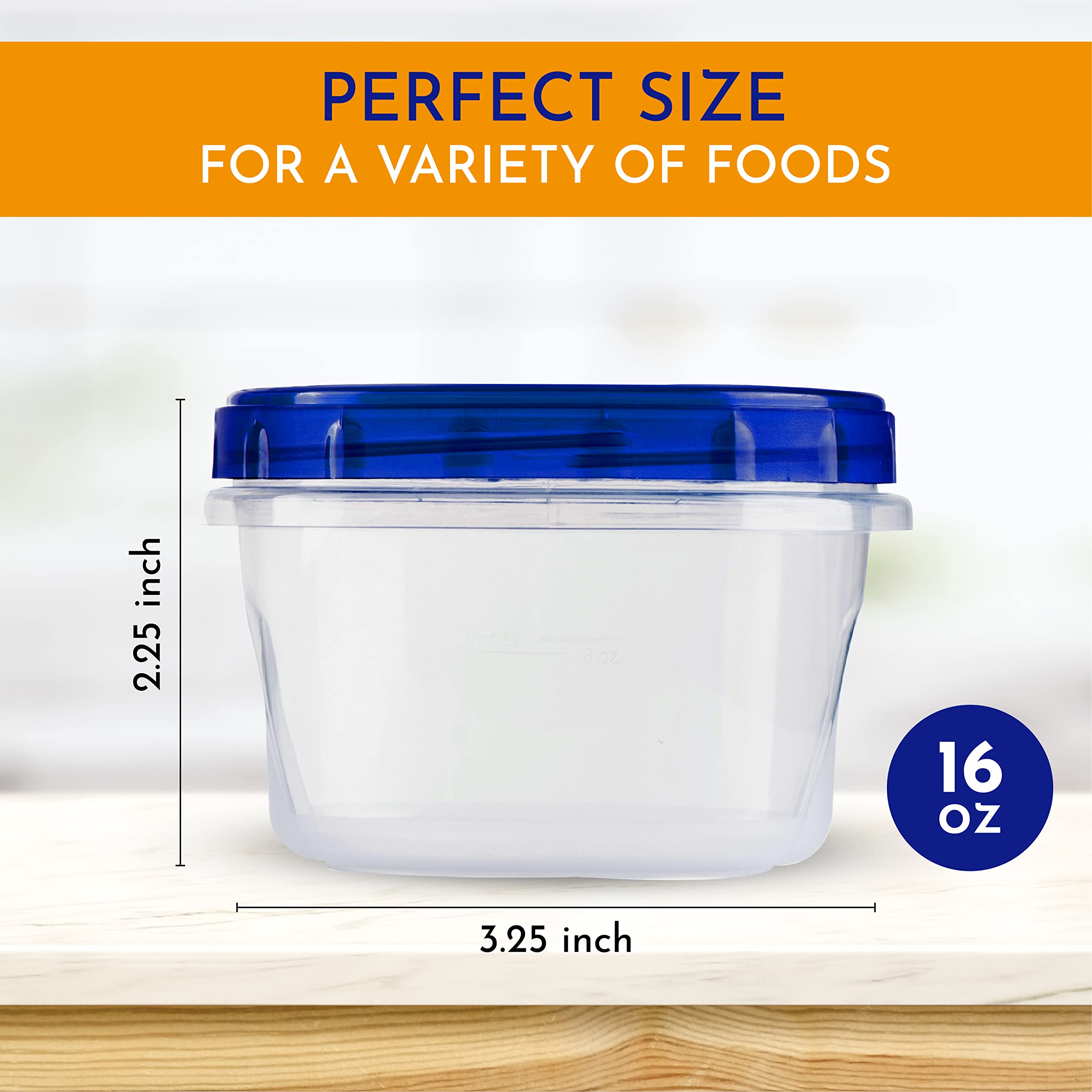 AQUA BLUE 16 Oz Soup Freezer Storage Containers with Twist Top Lids - 10 Pack, Reusable BPA-Free Plastic Food Containers, Leak Proof, Airtight, Stackable & Microwave Safe - Perfect for Meal Prep, Leftovers, Freezing Soups & Food Storage