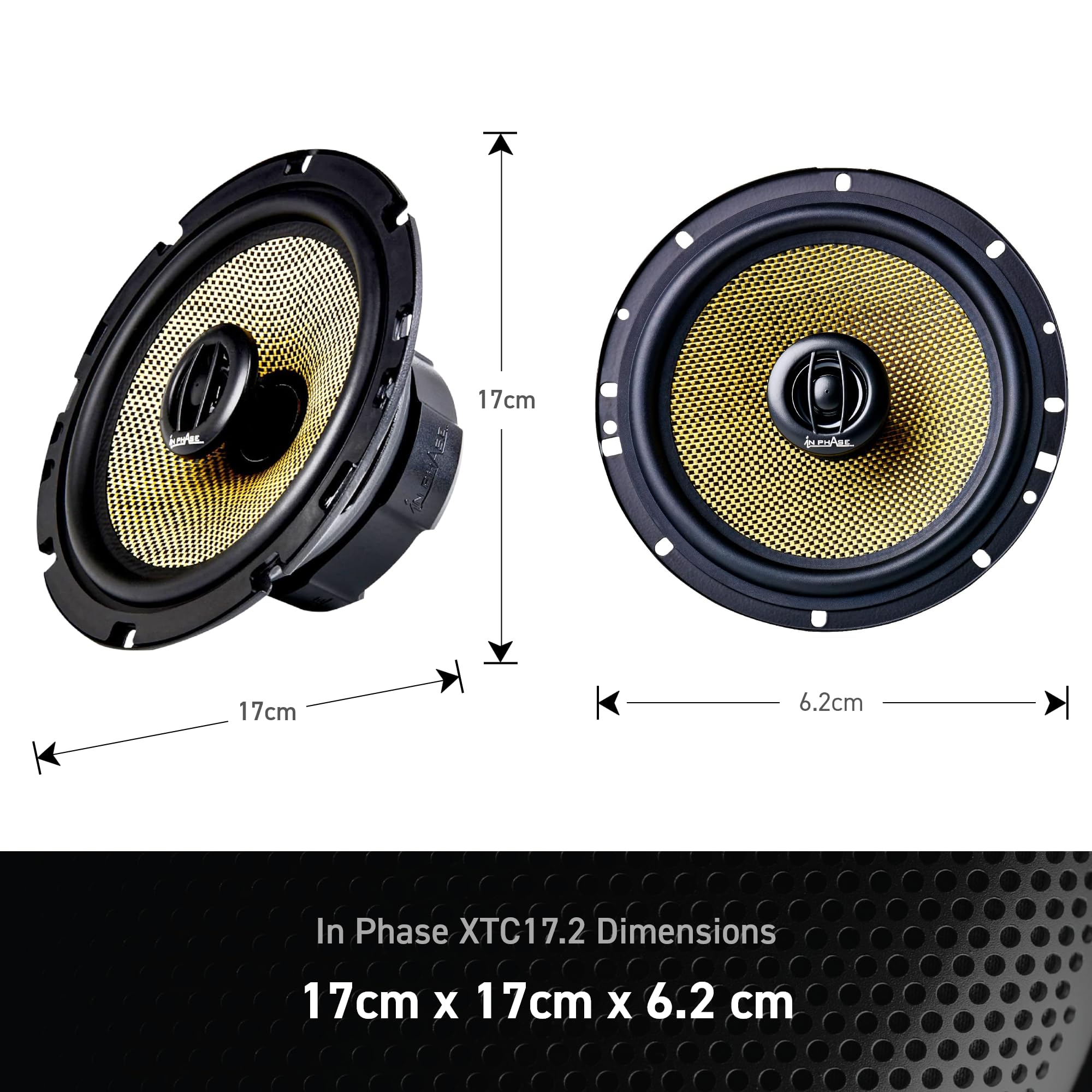 In Phase Car Audio XTC17.2 250W 2 x 6.5 Inch 17cm Car Speakers - High-Performance Car Audio Speakers & Subwoofers for Door or Parcel Shelf - Perfect for Car Audio Upgrades and Enhanced Sound Quality