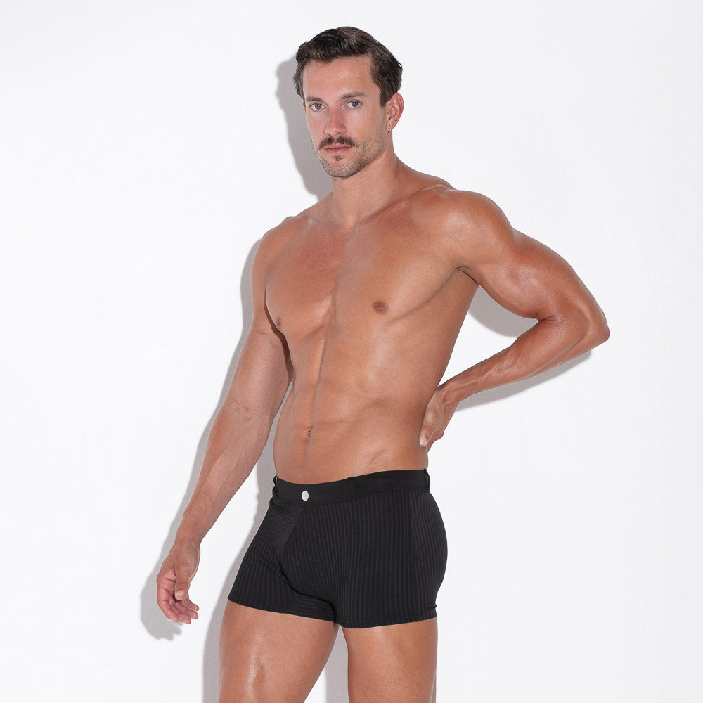 Code 22 Sitges Men's Swim Boxer Briefs - Quick Dry Comfortable Beach Swimwear - Black (25012) - Perfect for Swimming, Beach Vacations & Water Sports