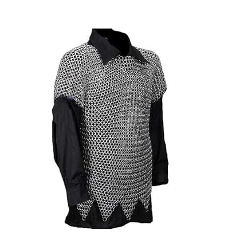 Butted Aluminum Chainmail Shirt for Men - Medieval Maltese Style Zig Zag Design, Anodized & Durable (XL) - Perfect for LARP, Cosplay, Renaissance Fairs & Historical Reenactments