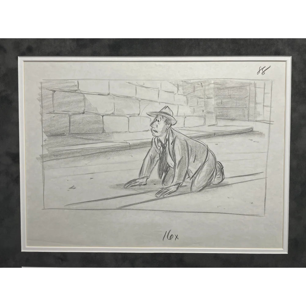 Bob Hoskins Autographed Who Framed Roger Rabbit Original Storyboard Drawing - Framed with PSA/DNA COA - Perfect for Movie Memorabilia Collectors & Disney Fans