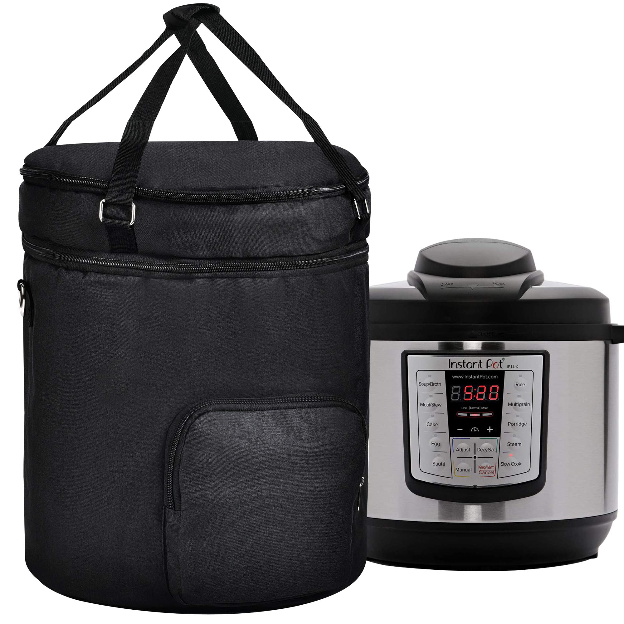Instant Pot Pressure Cooker Travel Tote Bag - 2 Compartment Storage Case for 6 QT Cooker Accessories & Kitchen Appliances (Black, Enclosed Bottom) - Perfect for Travel, Camping & Kitchen Organization