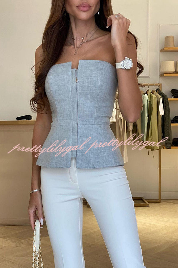 British Style Off Shoulder Zipper Top - Trendy Streetwear Fashion for Women | Perfect for Casual Outings, Parties & Date Nights