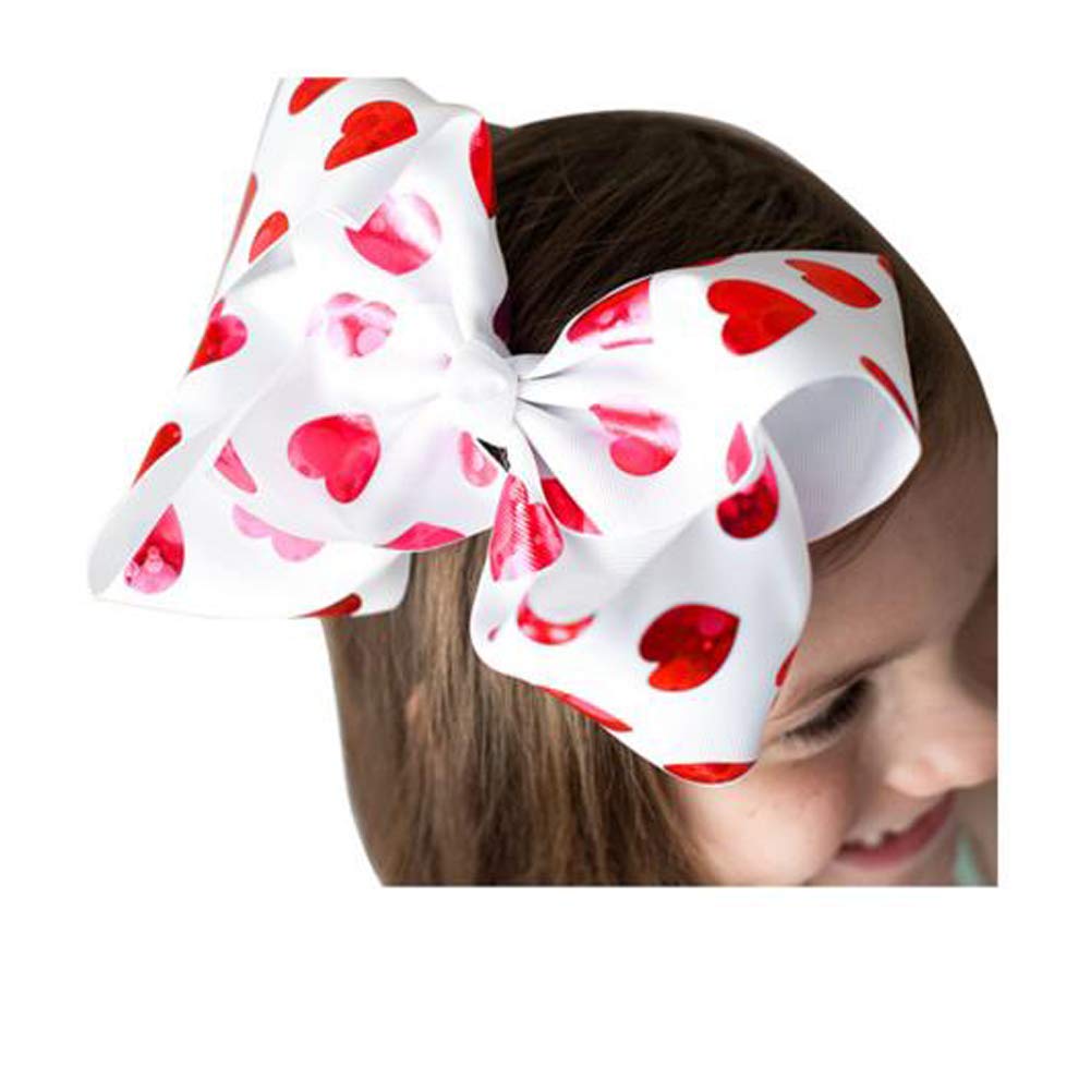 6 Inch Large Handmade Alligator Hair Clips for Women & Girls - Sweet Heart Bowknot Barrettes Hair Accessories | Perfect for Cheerleading, Weddings & Everyday Styling (TSFJ02)