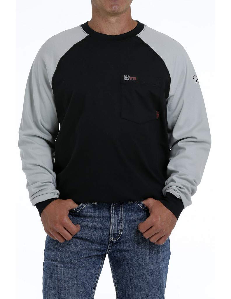 **Men's Flame Resistant Long Sleeve Cinch Work Shirt - Raglan Sleeve WLT3206003 for Construction, Welding & Outdoor Jobs**