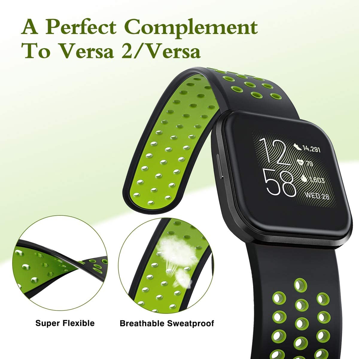 Premium Silicone Watch Bands Compatible with Fitbit Versa/Versa 2/Lite/Special Edition - Durable Replacement Straps for Men & Women - Perfect for Workouts, Running & Everyday Wear