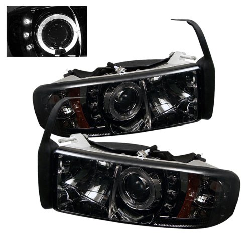 Spyder LED Projector Headlights for Dodge Ram 1500/2500/3500 94-02 - Smoke Lens for Off-Road & Night Driving