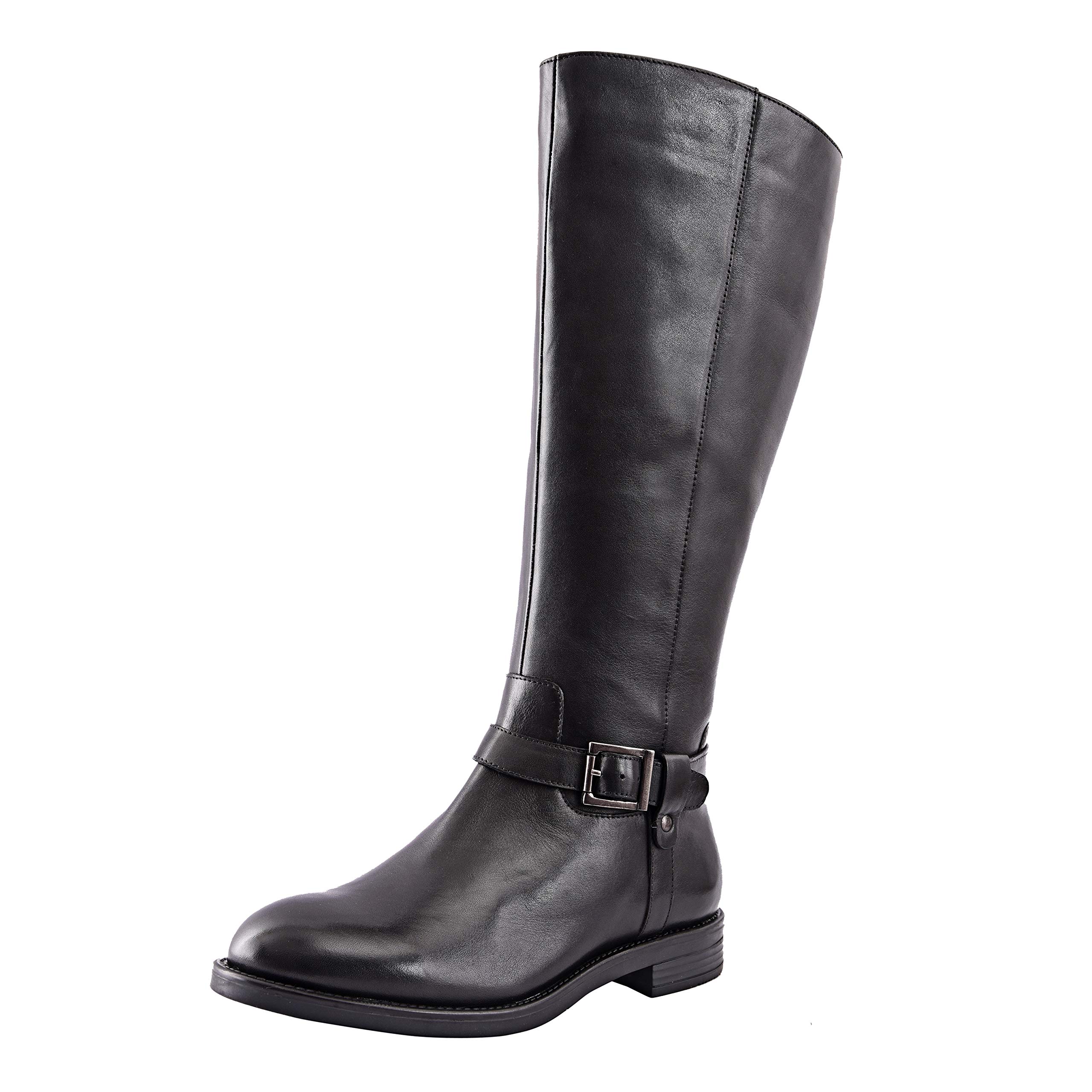 ALLONSI Women's Genuine Leather Knee High Riding Boots - Low Heel Handmade TPR Sole Zip Closure - Comfortable Long Boots for Everyday Wear - Perfect for Office, Riding & Winter Fashion