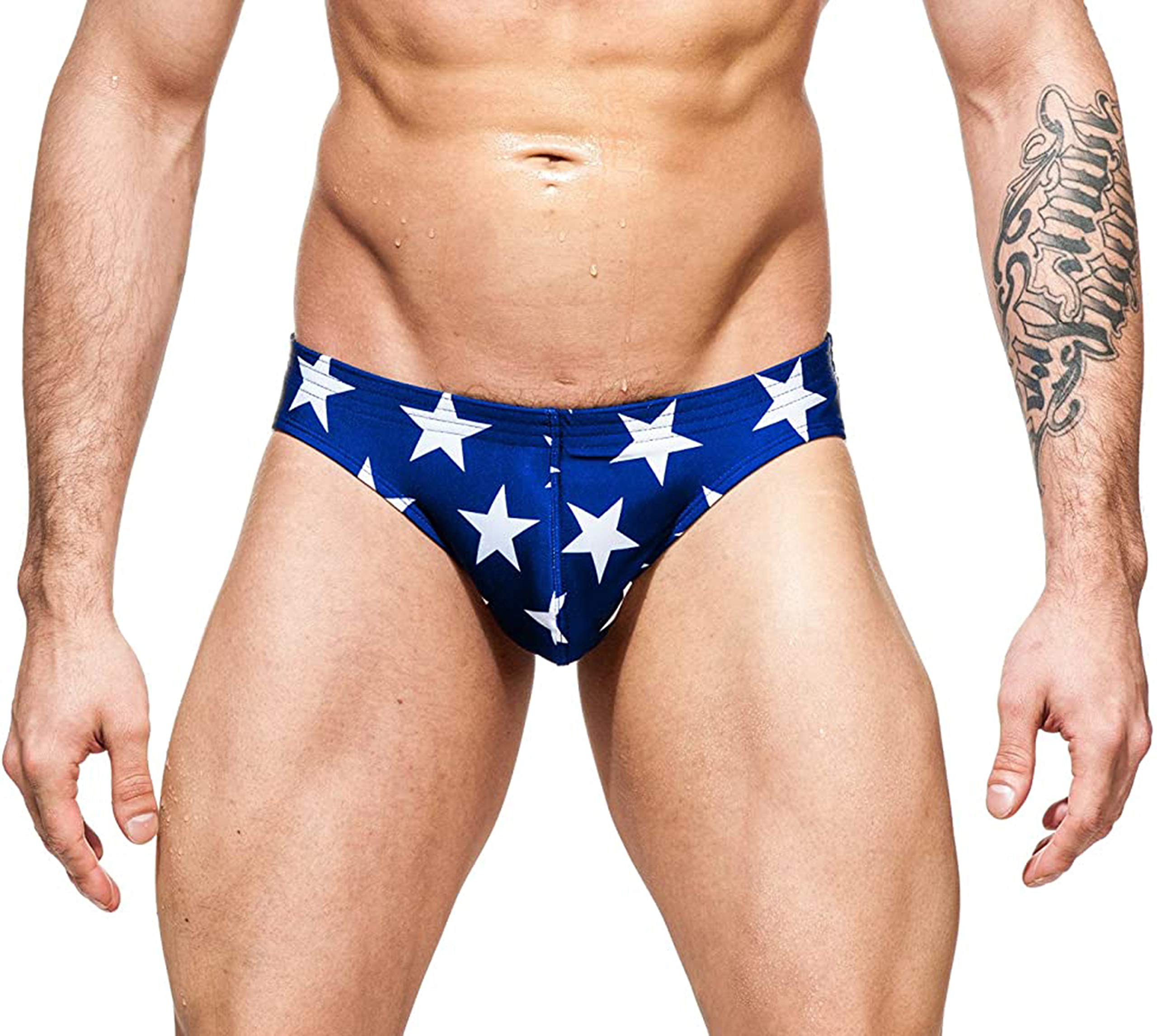 Gary Majdell Sport Men's Print Contour Pouch Bikini Swimsuit - Quick-Dry Swim Briefs for Beach, Pool & Water Sports | Comfortable & Stylish Swimwear for Men