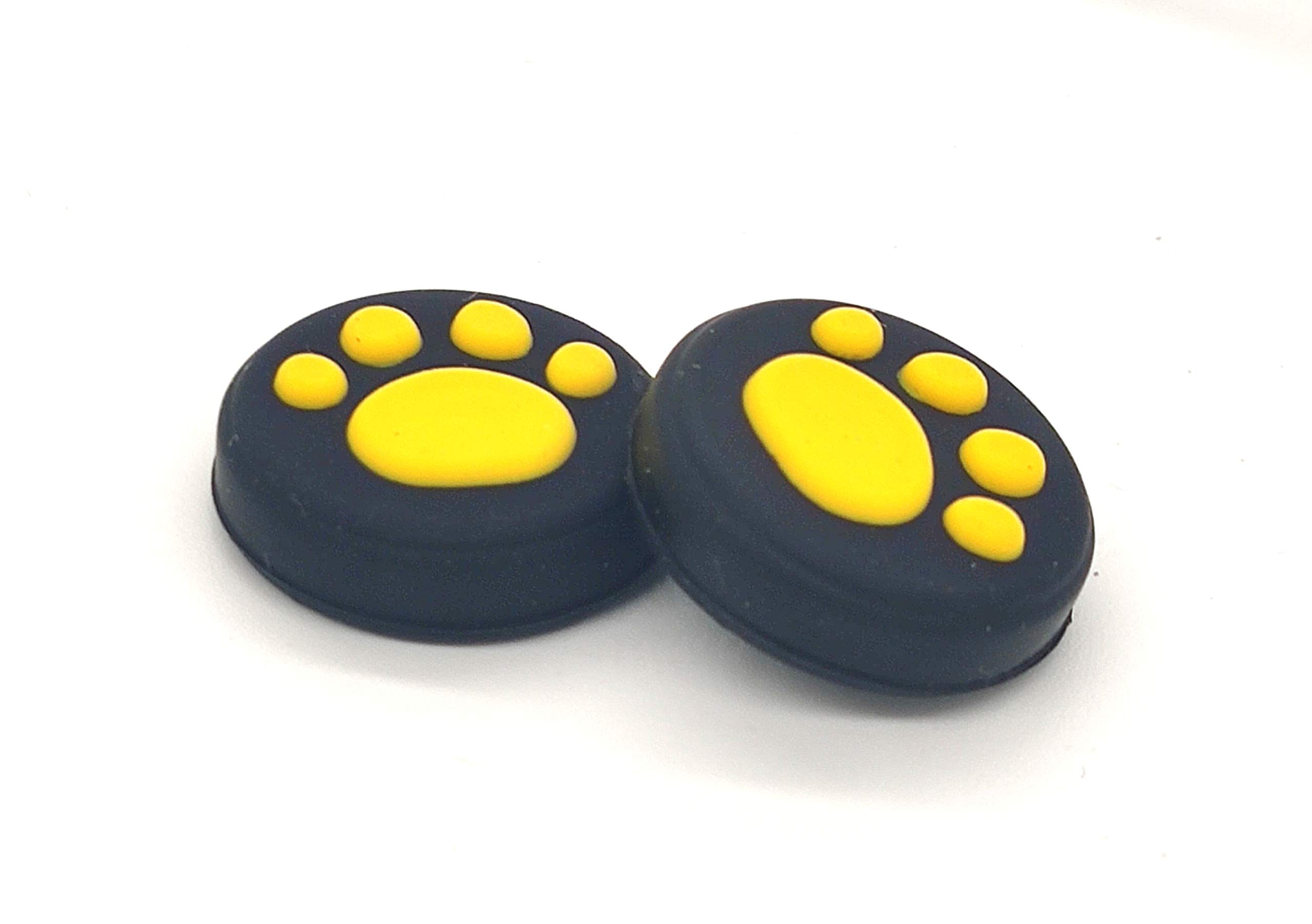 2 Pack Silicone Thumb Grips for Nintendo Switch & Switch Lite Joy-Con Controllers - Non-Slip Analog Cat Paw Design (Yellow) - Perfect for Gaming Comfort & Enhanced Control