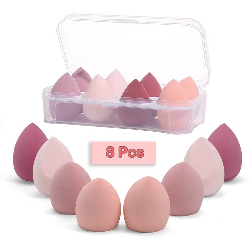 FAMEZA 8-Piece Makeup Sponge Set - Super Soft Beauty Blender for Foundation, Powder & Liquid Cosmetics | Dry & Wet Use | Multi-Colored Blending Sponges | Perfect for Professional Makeup Application & On-The-Go Touch Ups