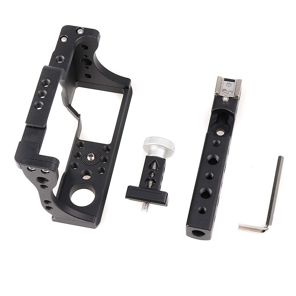 Aluminum Alloy DSLR Camera Cage Stabilizer with Cold Shoe & Top Handle Grip for Canon EOS M50 - Perfect for Vlogging, Filmmaking & Professional Photography