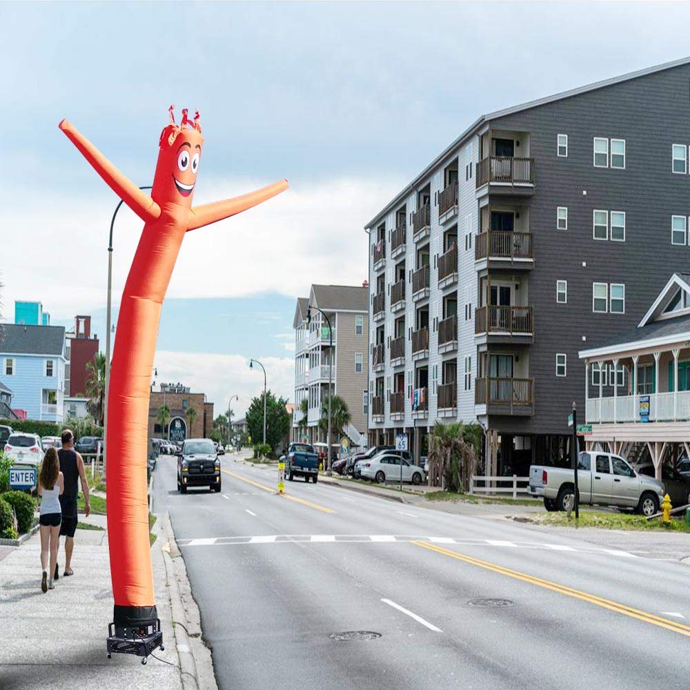 20ft Inflatable Tube Man Air Powered Waving Dancer - Orange Advertising Puppet with 1HP 2-Speed Blower | Eye-Catching Store Promotion, Car Dealership Decoration, Grand Opening Event, Sports Game Cheering