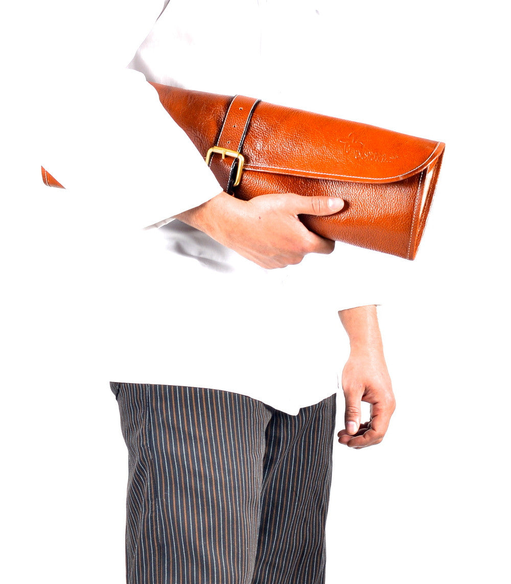 Boldric One Buckle Genuine Leather Knife Bag - Black - Free Shipping - Perfect for Chefs, Hunters & Outdoor Enthusiasts