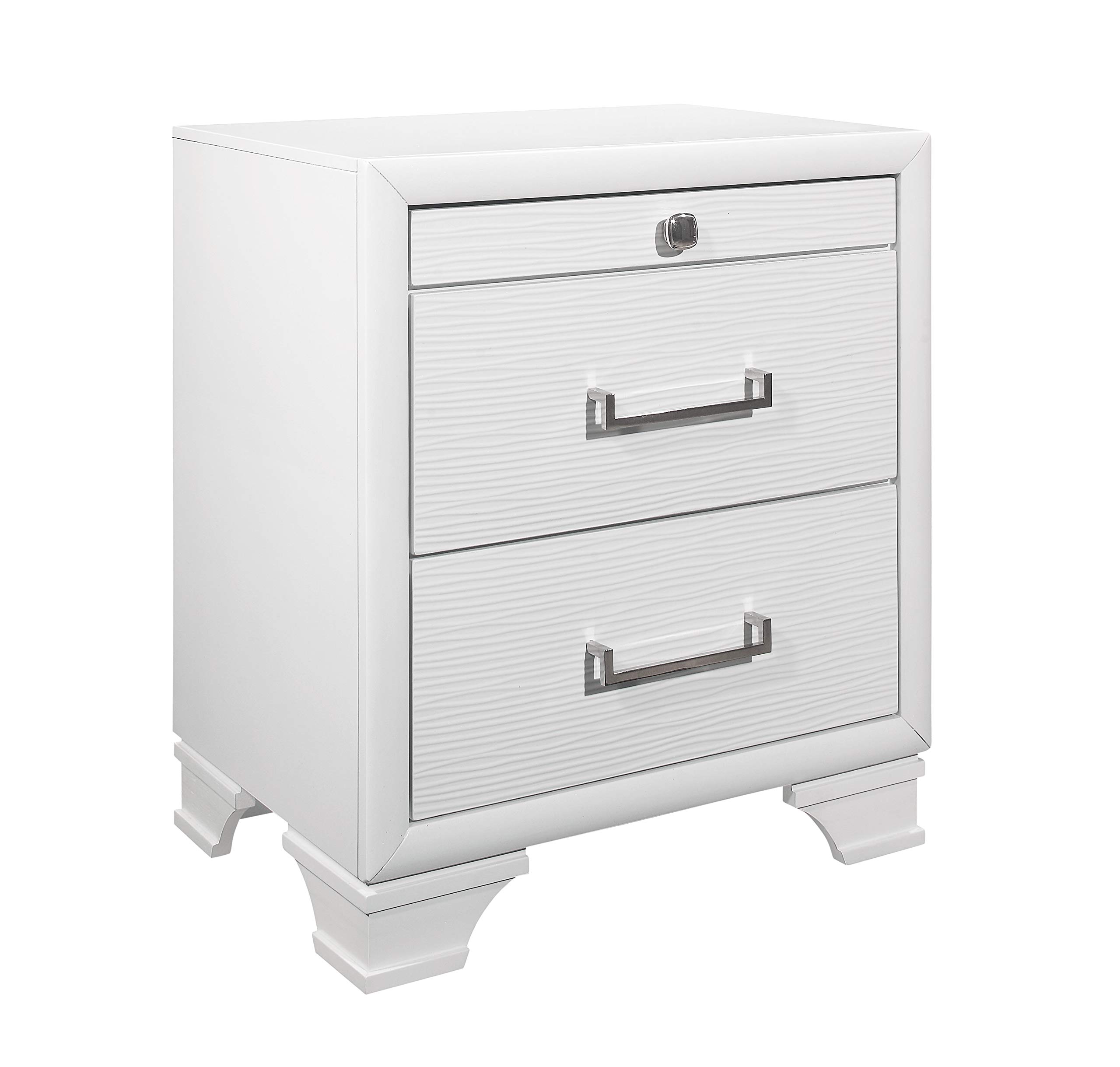 Modern White Nightstand with Drawer - Solid Wood Bedside Table for Bedroom, Living Room & Office - Stylish & Functional Furniture by Global Furniture USA