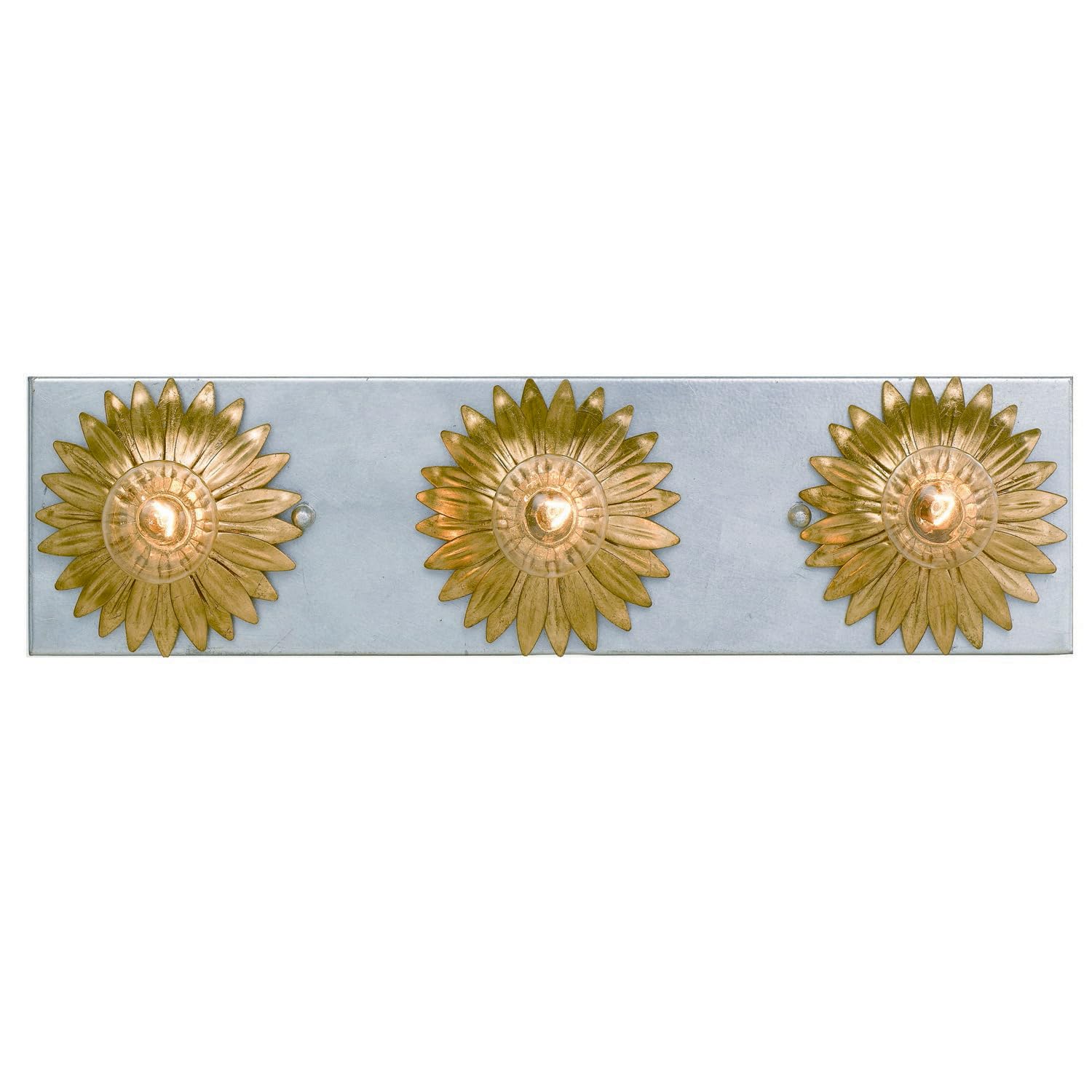 Crystorama Broche 3-Light Bathroom Vanity Light Fixture in Antique Gold & Silver Finish - Perfect for Bathroom, Powder Room, and Dressing Room Lighting