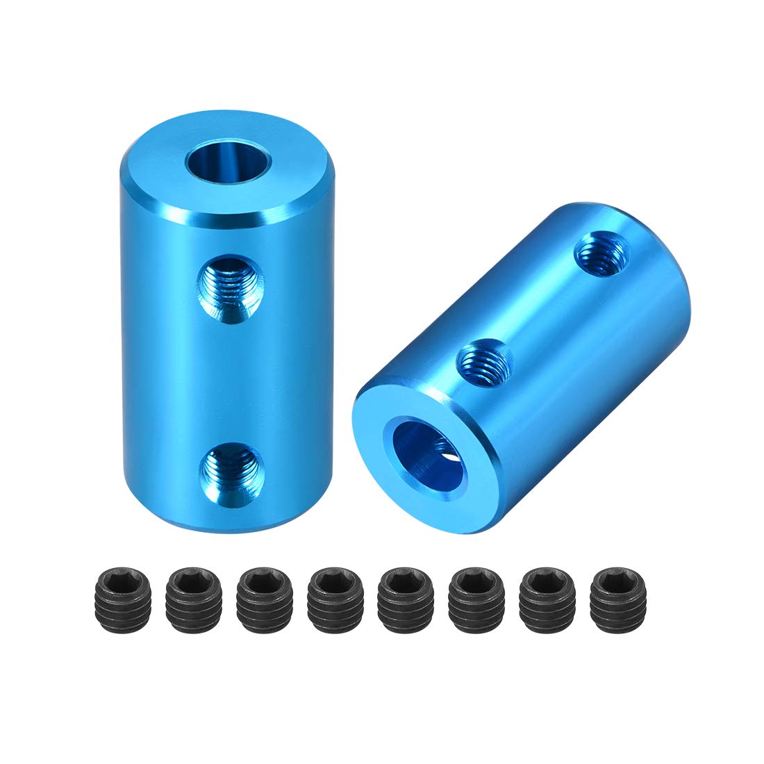 uxcell 5mm to 6mm Bore Rigid Coupling Set Screw L25XD14 Aluminum Alloy Shaft Coupler Connector - 2PCS Blue for 3D Printers, CNC Machines & Motor Accessories | Perfect for DIY Robotics & Mechanical Projects