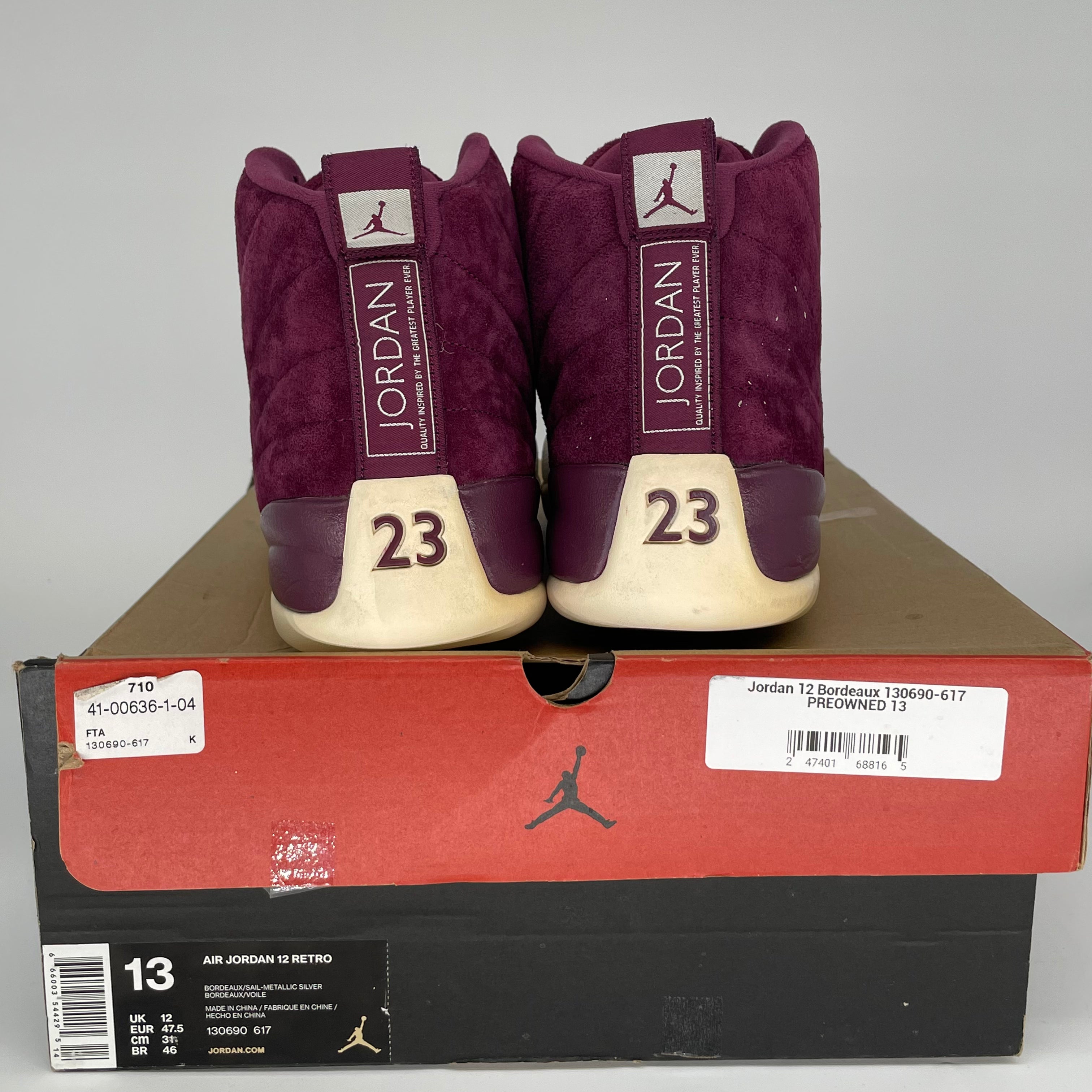 AIR JORDAN 12 Bordeaux Men's Basketball Shoes Size 13 - Retro 130690-617 for Court Performance & Street Style