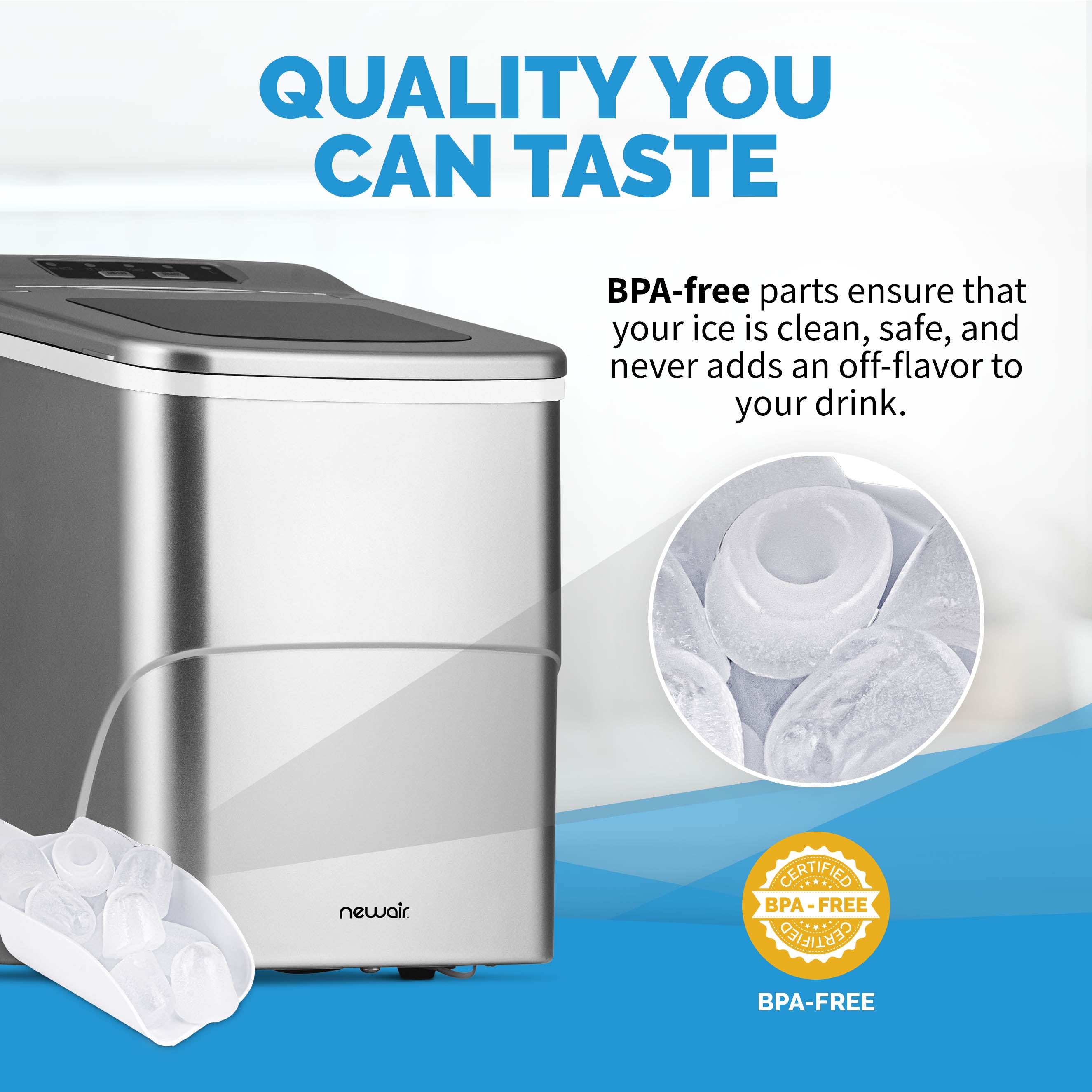 Newair® Countertop Ice Maker - 26 lbs/Day, Bullet Ice Machine, Matte Black Finish for Home, Office, or Outdoor Use