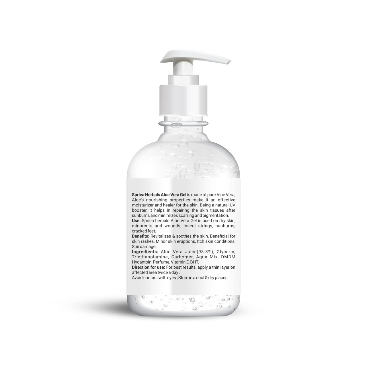 Spriea Herbals Cold Pressed Aloe Vera Gel for Face & Hair - 100% Pure Aloe with Vitamin E - Paraben & Sulfate Free (480g) - Soothes Sunburn, Hydrates Skin & Conditions Hair