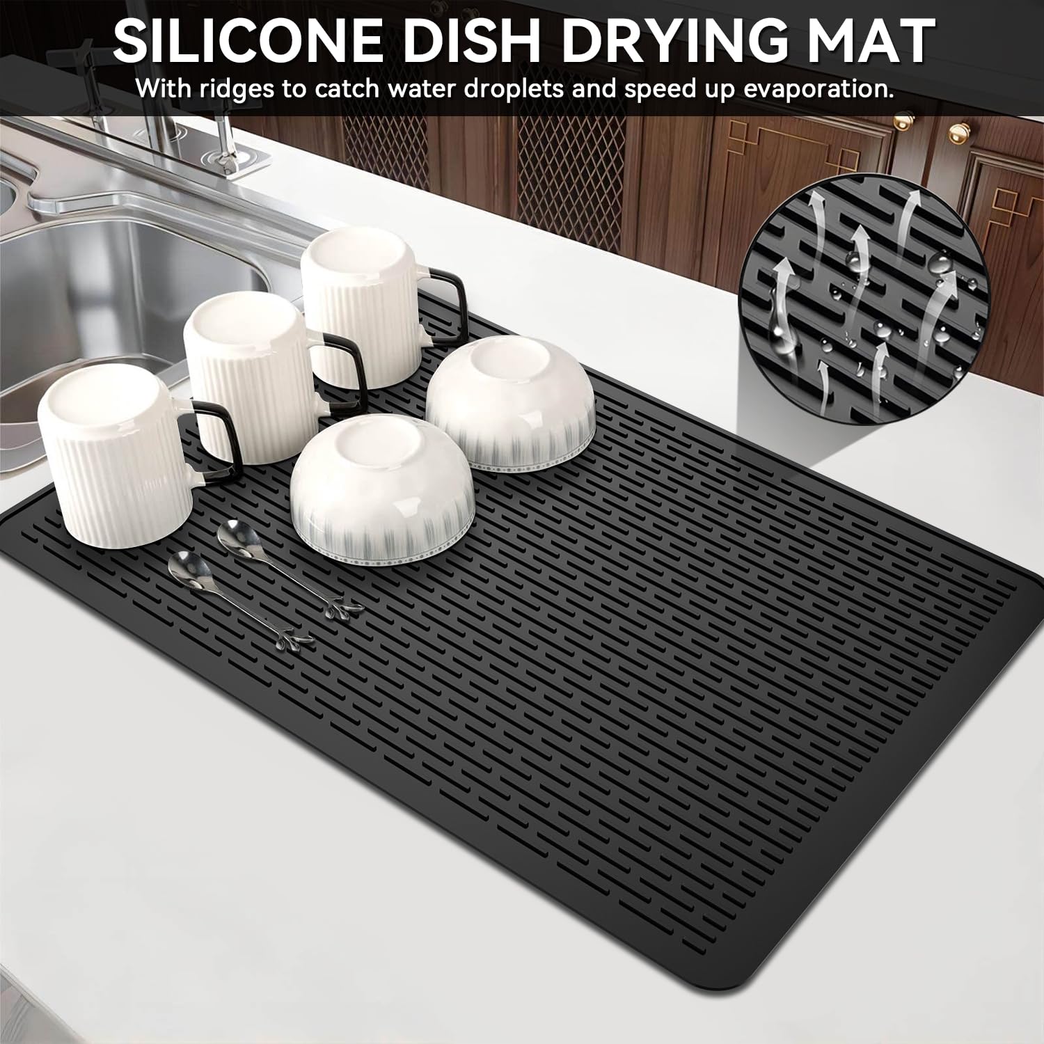 28x20 Inch Waterproof Silicone Stove Top Cover for Electric Stoves - Heat Resistant Countertop Protector, Dish Drying Mat & Coffee Mat for Kitchen - Perfect for Cooking, Food Prep and Counter Protection (Black)