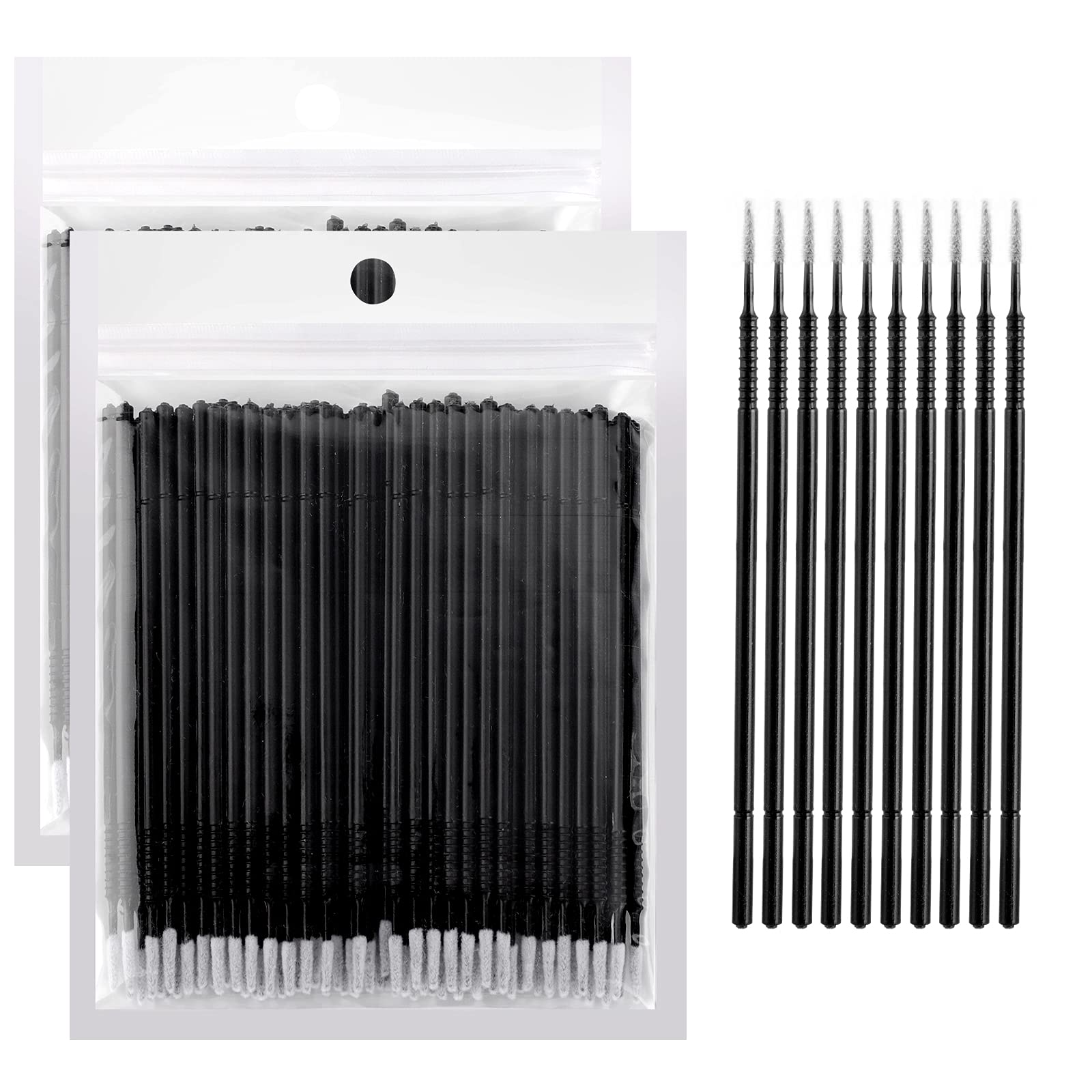 200PCS Disposable Micro Applicator Brushes - Mini Cotton Swabs for Eyelash Extension Glue Removal, Makeup & Personal Care - Perfect for Lash Artists, Salon Professionals & Home Use (Black)