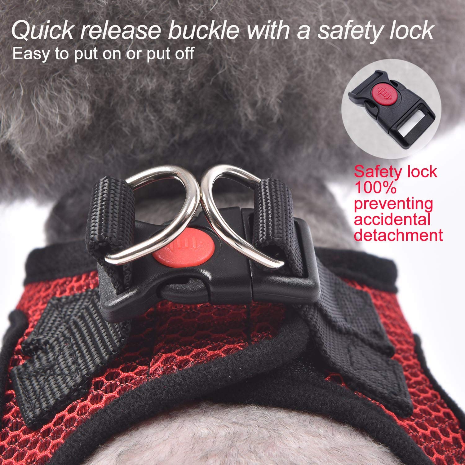 Breathable Step-in Dog Harness for Small & Medium Dogs - Adjustable Pet Vest for Puppies & Cats (Red) - Perfect for Walking, Training & Outdoor Adventures