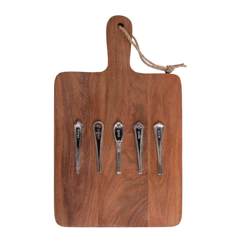 Premium Cheddar Cheese Board Set with Engraved Markers - 15