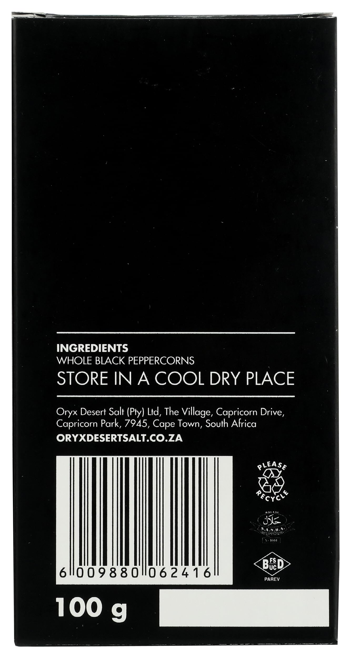 Premium Oryx Black Pepper Grinder Refill - 3.52 oz (100g) Coarse Ground Peppercorns for Cooking, Grilling & Seasoning | Restaurant & Home Kitchen Use