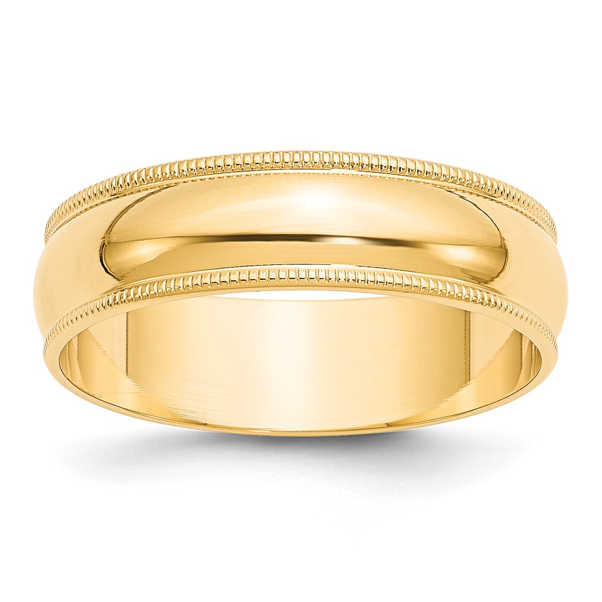 10K Solid Yellow Gold 6mm Lightweight Milgrain Half Round Wedding Band Ring for Men & Women - Perfect for Anniversaries, Engagements, and Everyday Wear