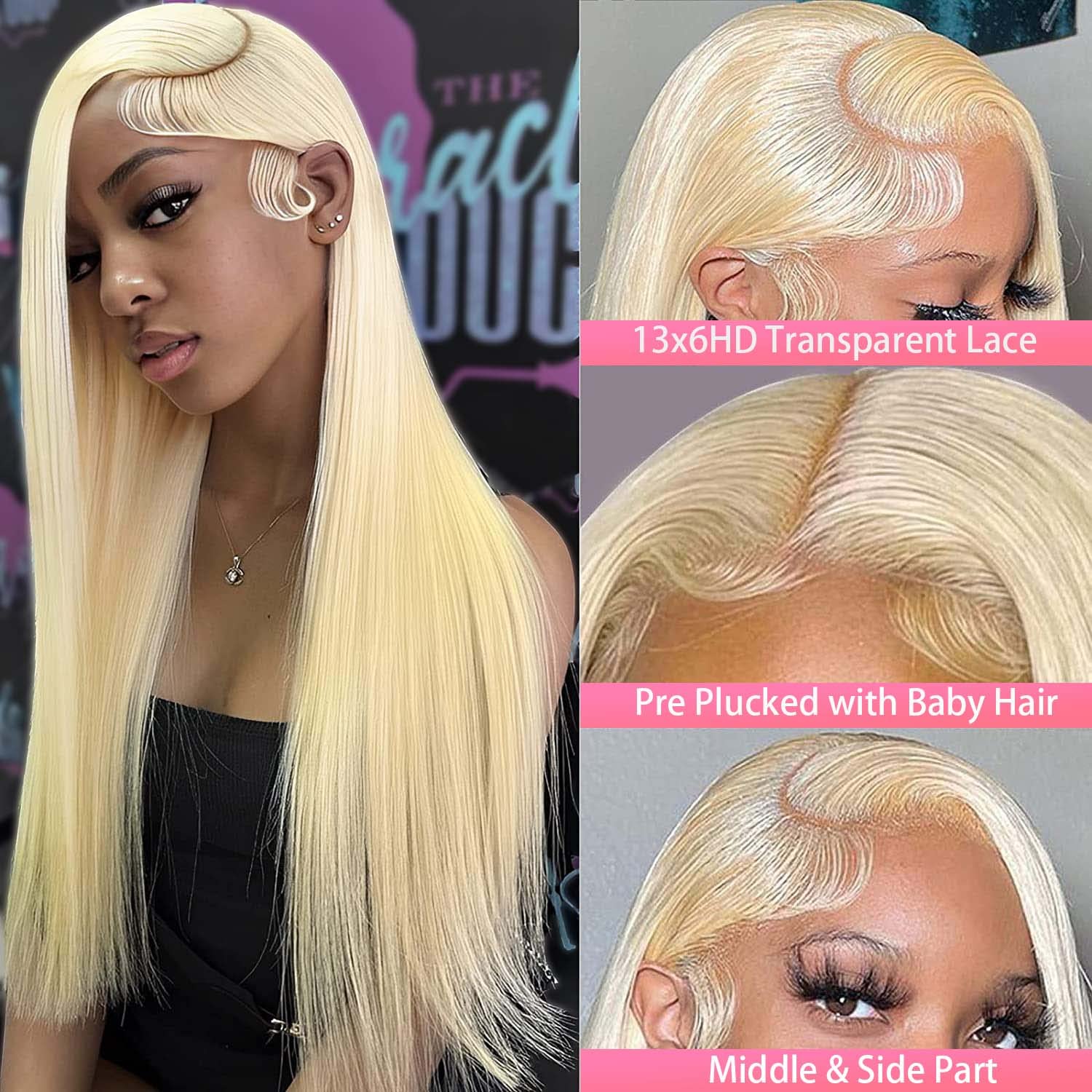 32 Inch 613 Blonde Straight Human Hair Lace Front Wig - 13x6 Transparent HD Lace Frontal - Glueless & Natural Looking - Perfect for Daily Wear, Cosplay, and Special Occasions